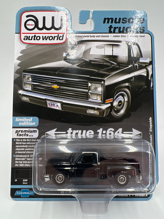 Auto World Muscle Trucks Release 1 Version A 1983 Chevy Silverado Stepside Black 183C