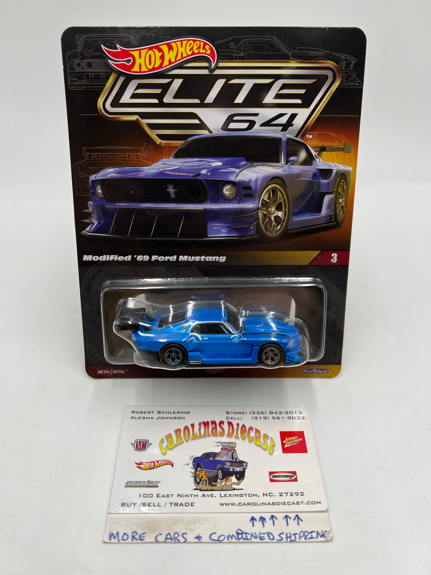 Hot Wheels RLC Elite 64 #3 Modified 69 Ford Mustang Blue W/Protector