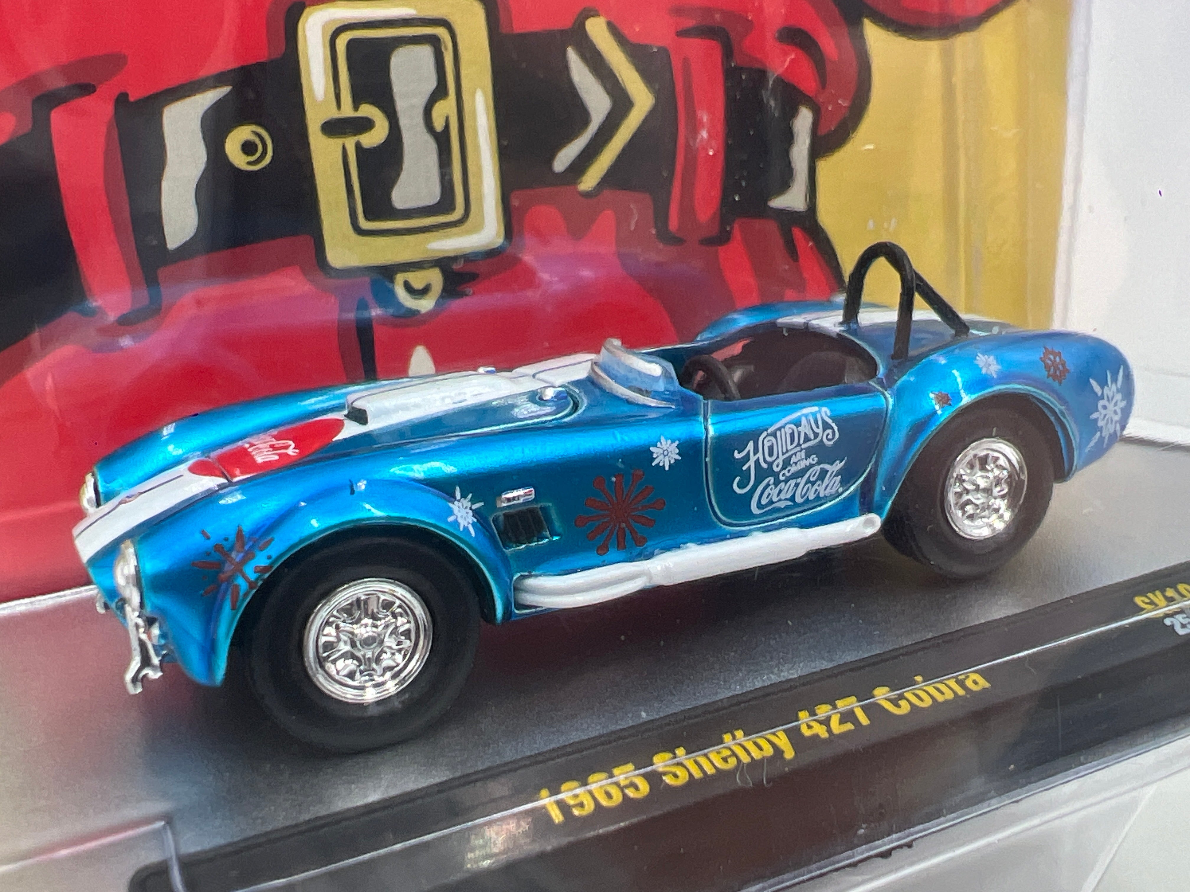 2025 M2 Machines Coca Cola Holidays 1965 Shelby 427 Cobra Blue