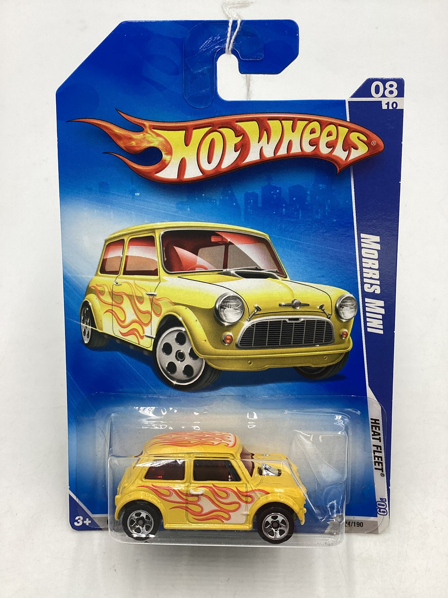 2009 Hot Wheels #124 Yellow Morris Mini 64B