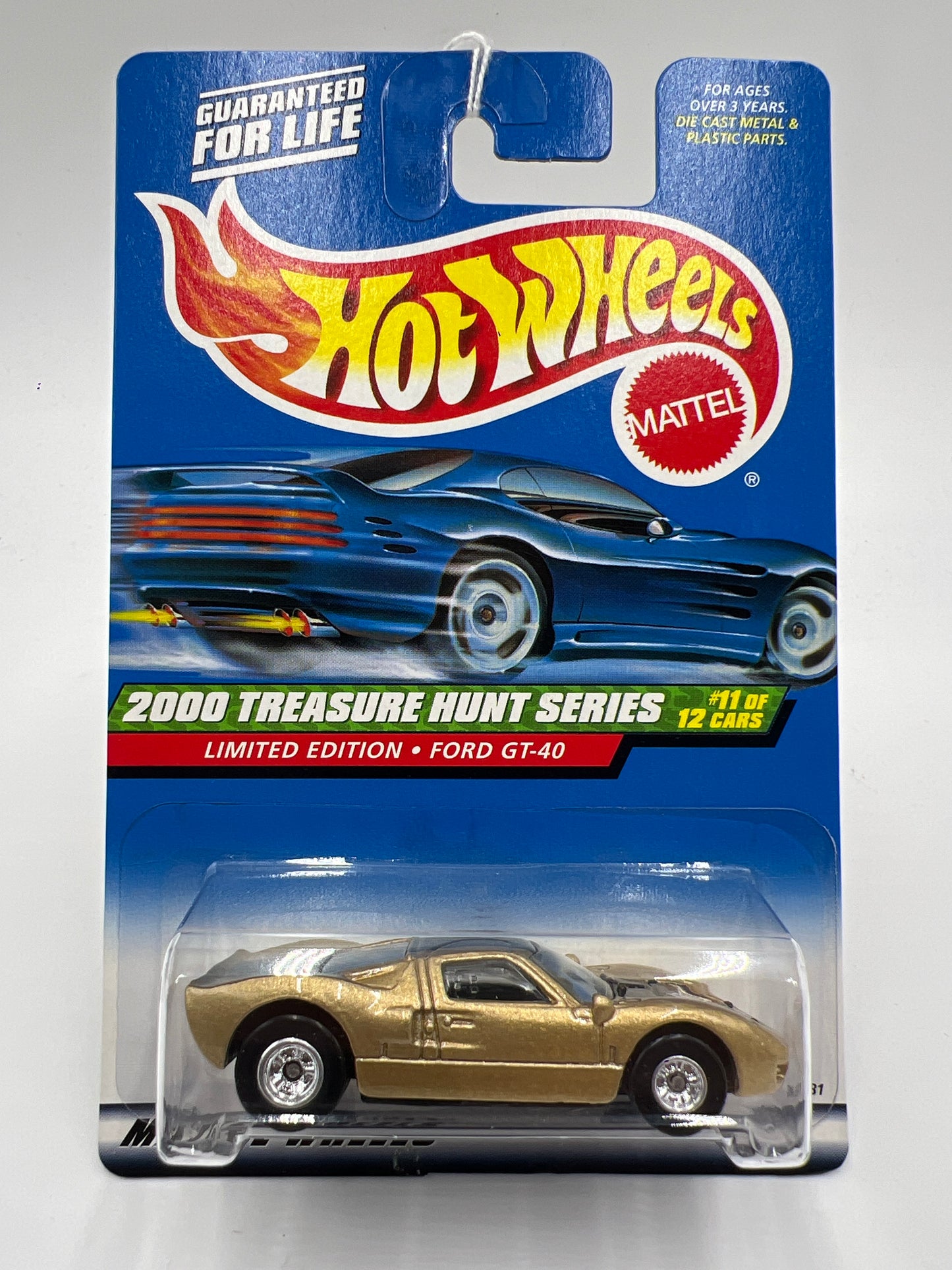 2000 Hot Wheels Treasure Hunt Real Riders #59 Ford GT-40 Gold 275A