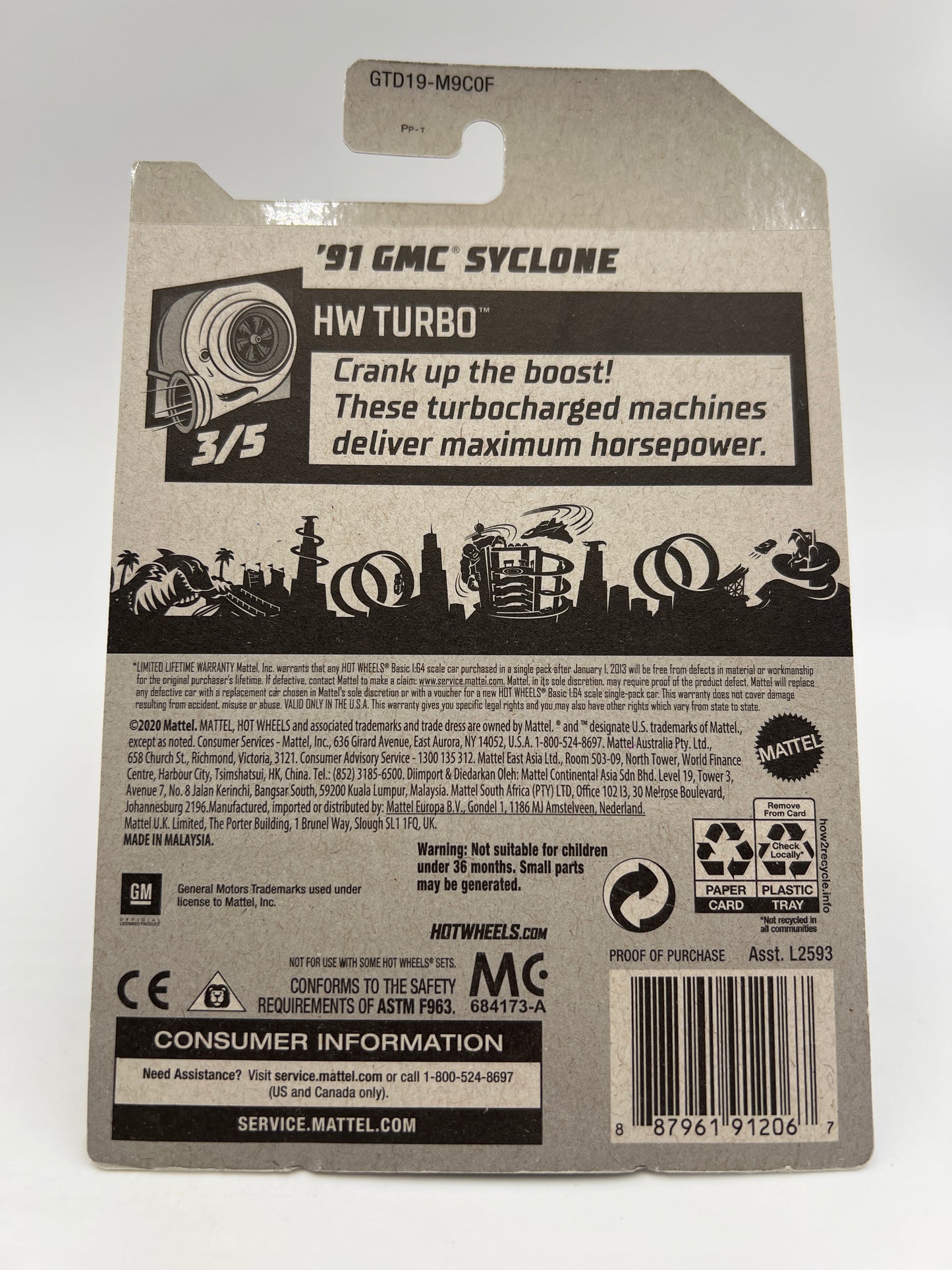 2021 Hot Wheels Walmart Exclusive Zamac 6 #92 91 GMC Syclone W/Protector