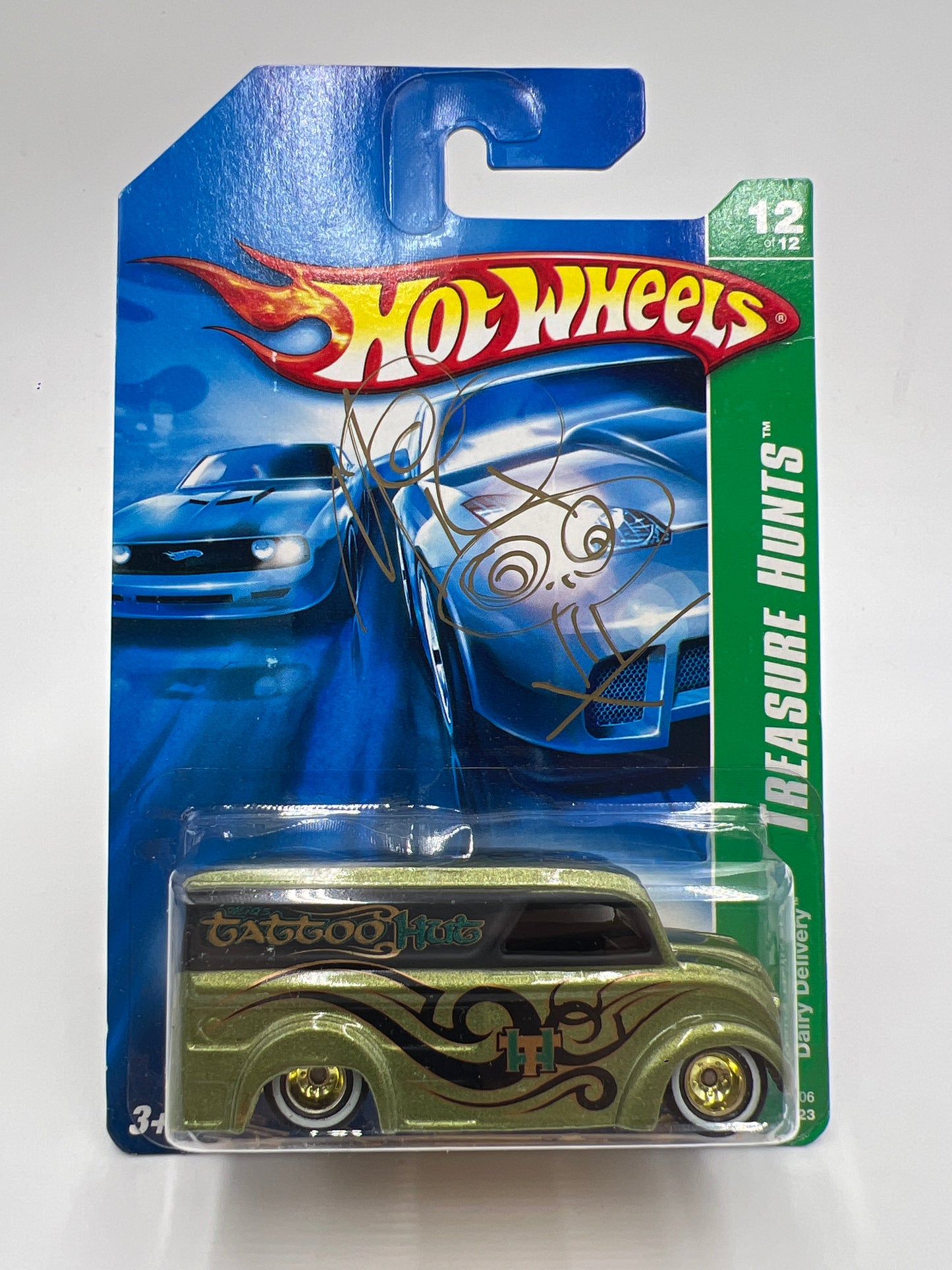 2007 Hot Wheels Treasure Hunt #50 Dairy Delivery Green Signed By MiQ WilmOtt W/Protector