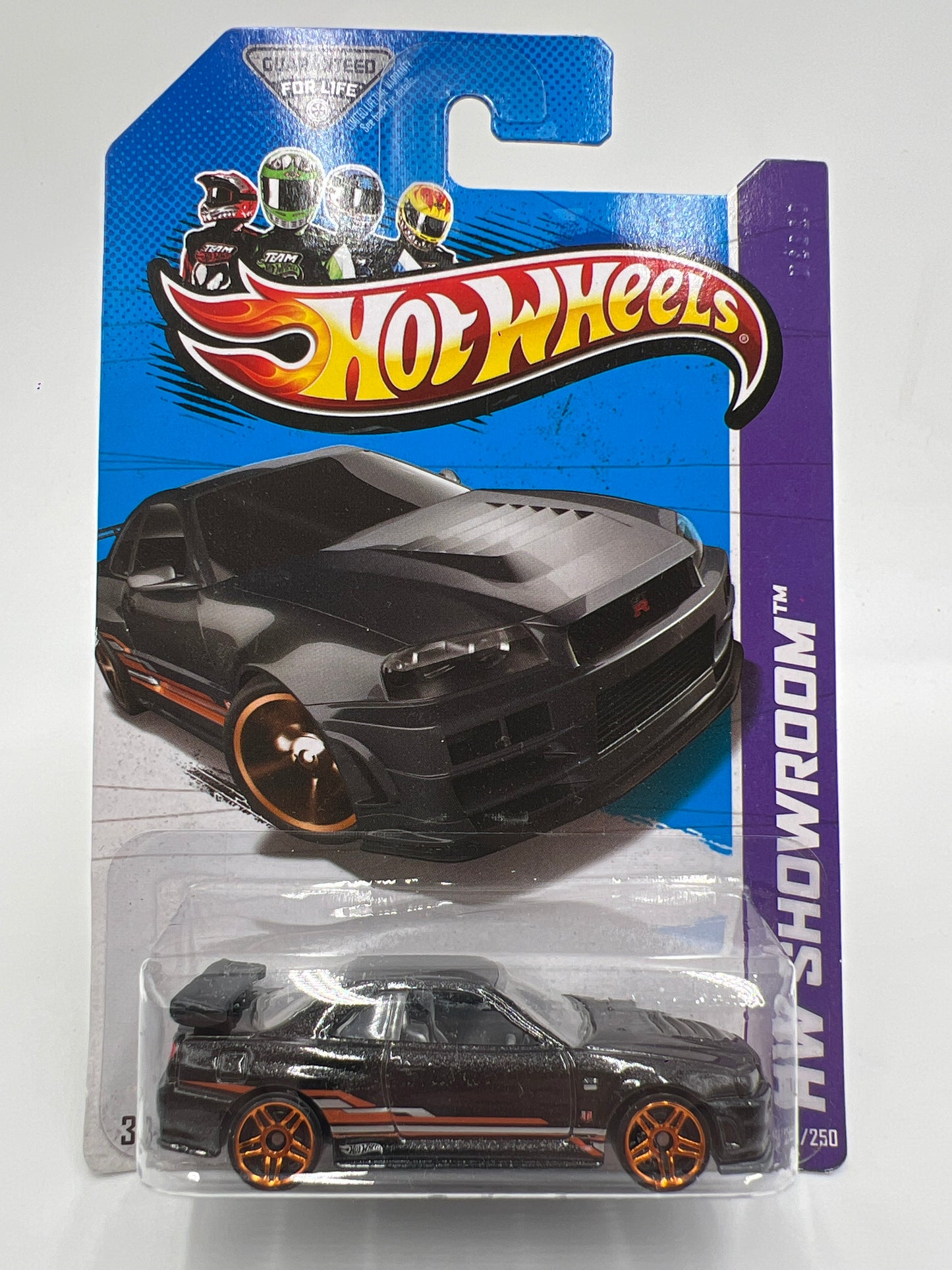 2013 Hot Wheels Showroom #158 Nissan Skyline GT-R R34 Black W/Protector