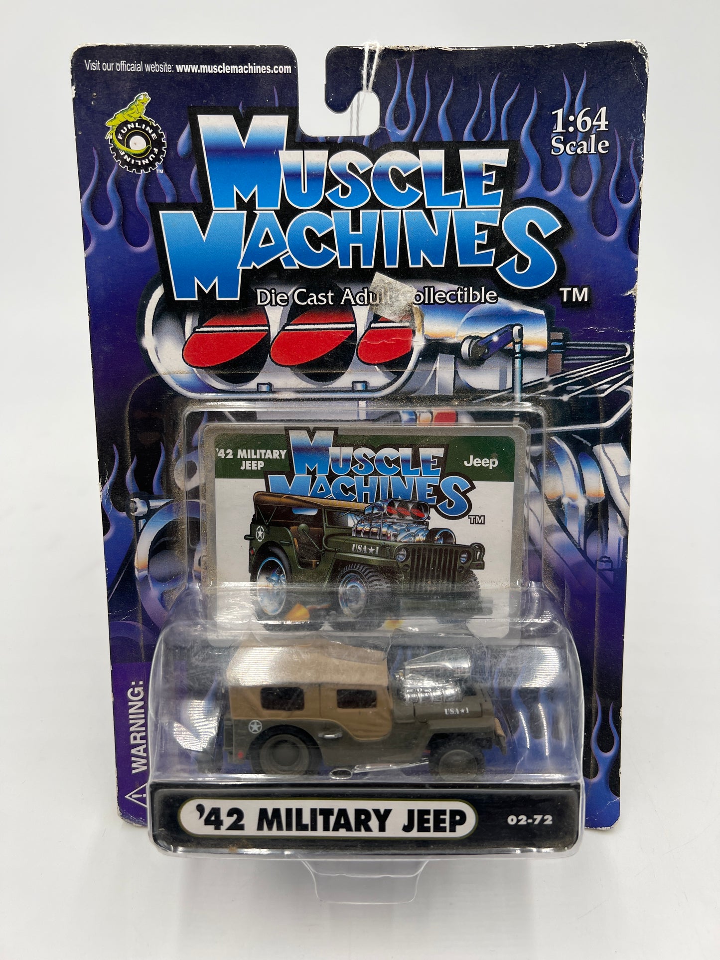 Muscle Machines 42 Military Jeep Green 02-72 *Bad Card* 220E