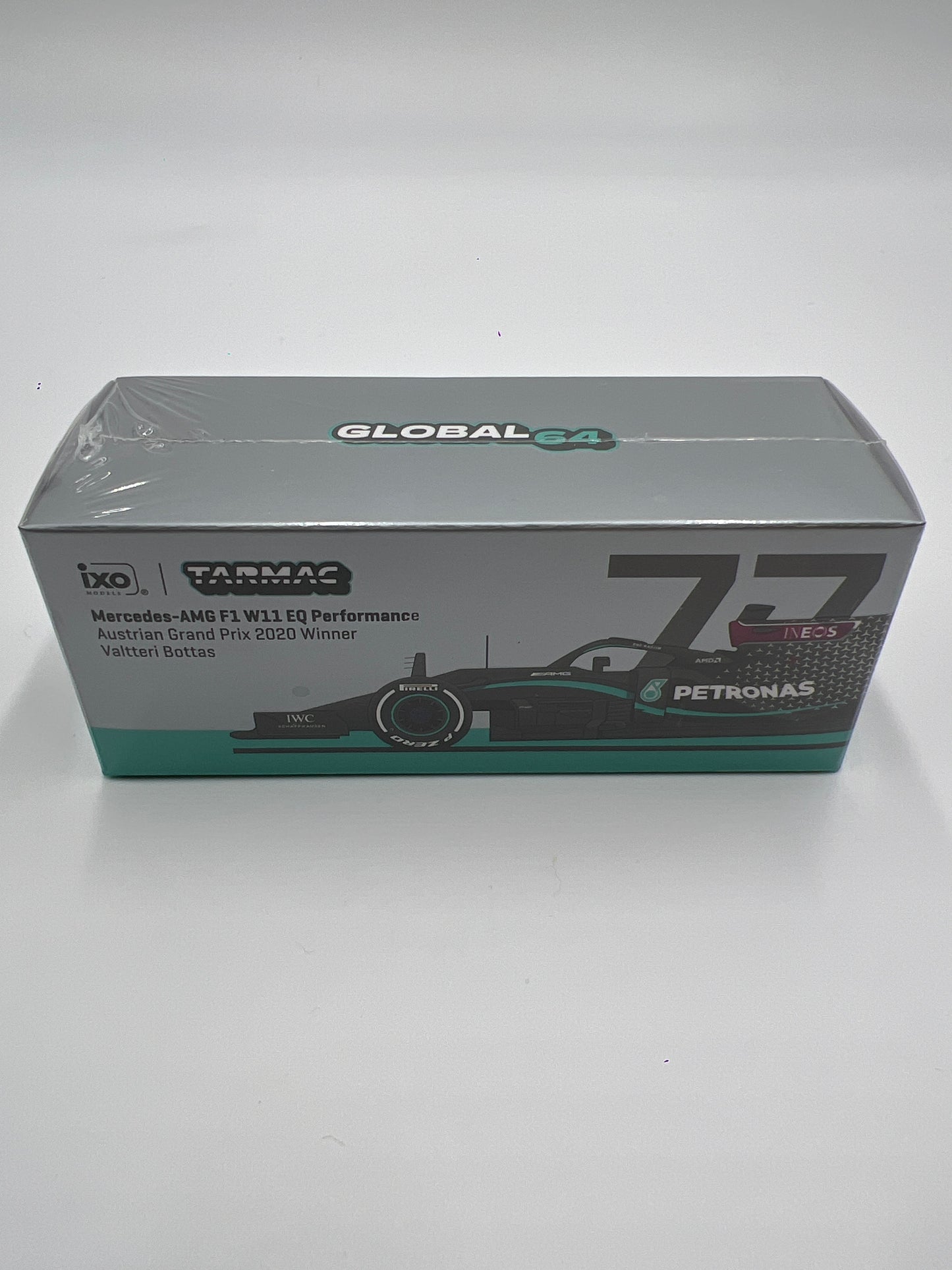 Tarmac Works Global64 IXO Models Valtteri Bottas Mercedes-AMG F1 W11 EQ Performance Austrian Grand Prix 2020 Winner Sealed