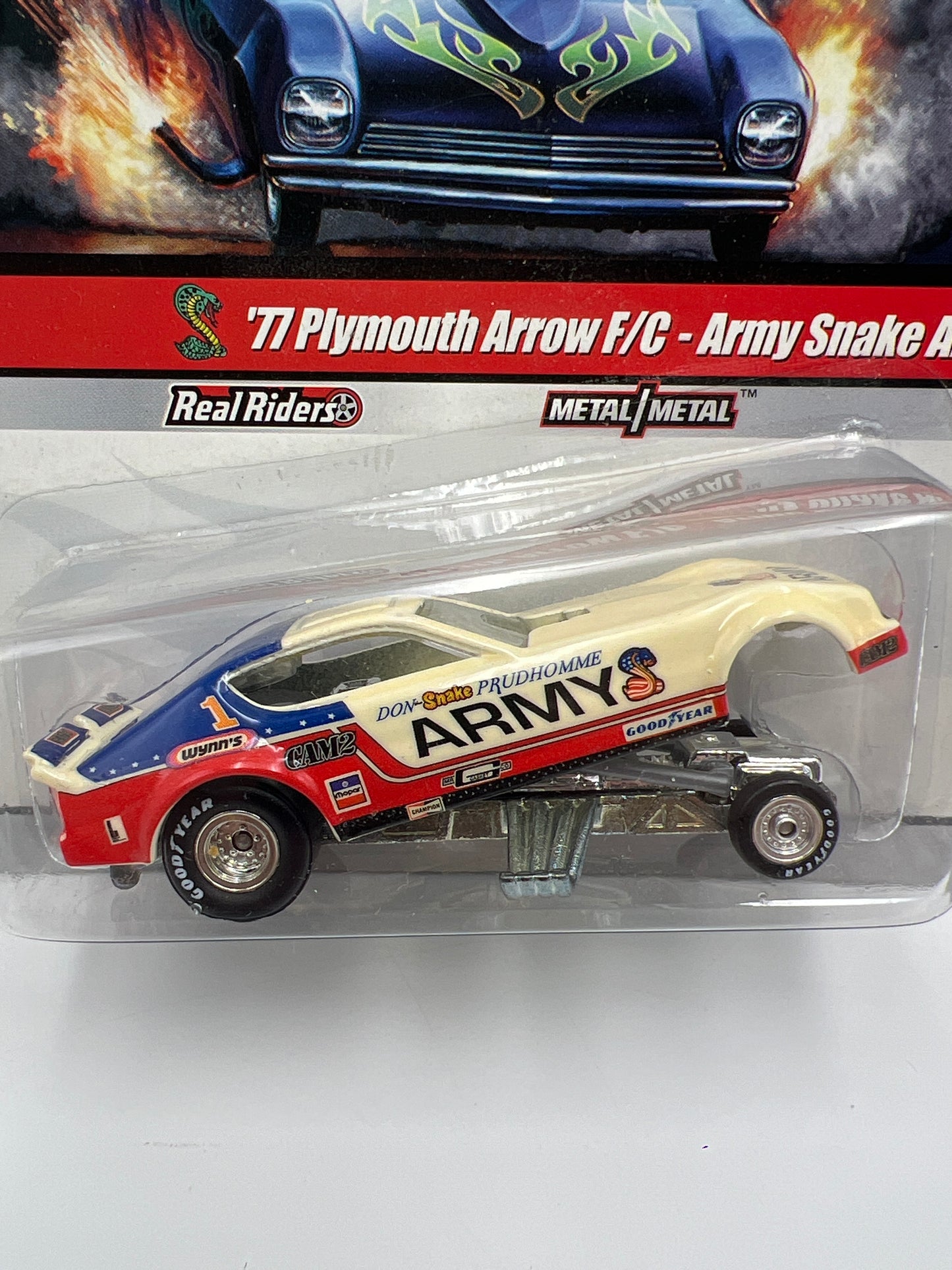 Hot Wheels Drag Strip Demons #9 77 Plymouth Arrow F/C Army Snake Arrow W/Protector