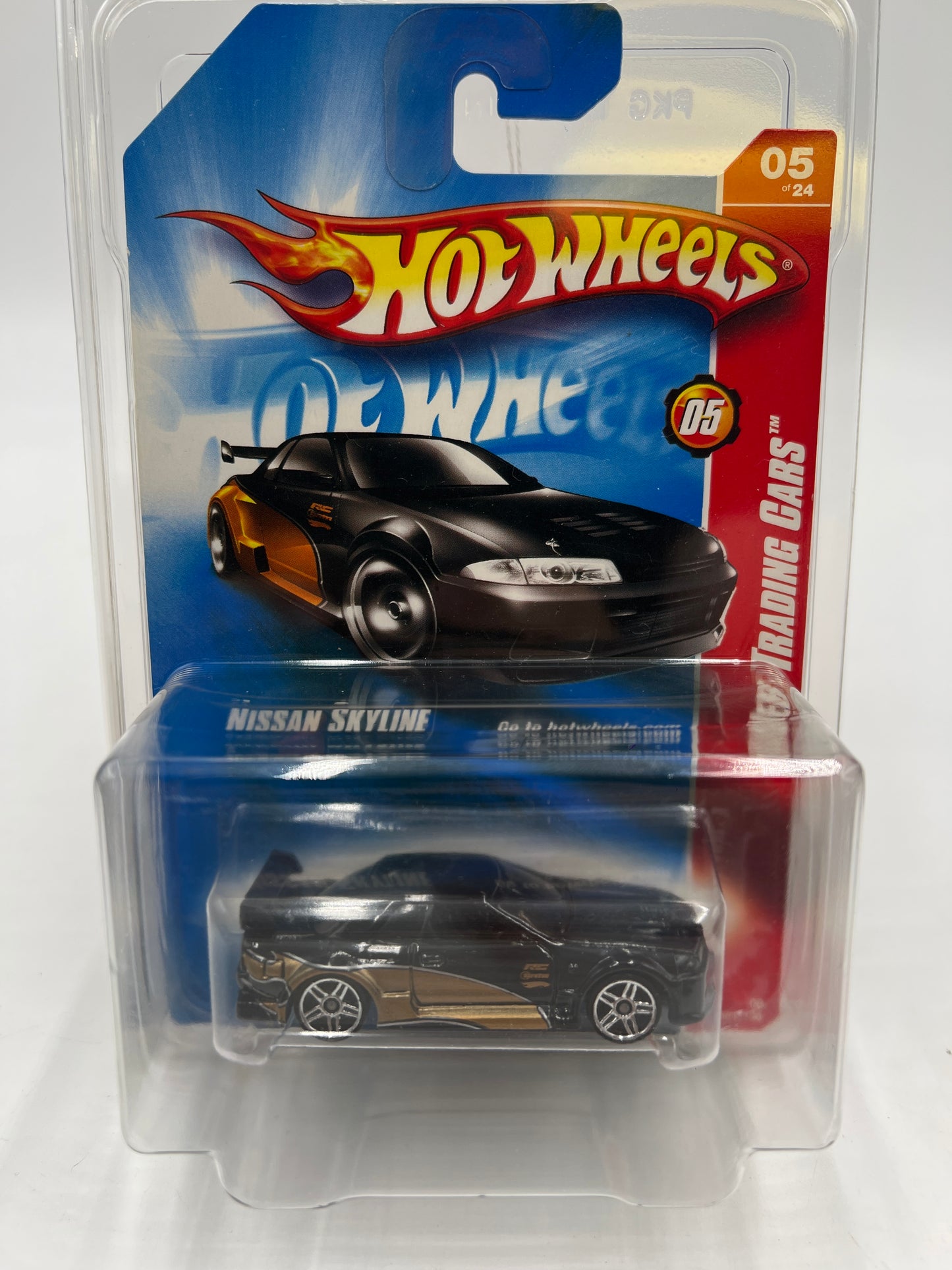 2008 Hot Wheels Web Trading Cars #081 Nissan Skyline Black/Gold HTF W/Protector