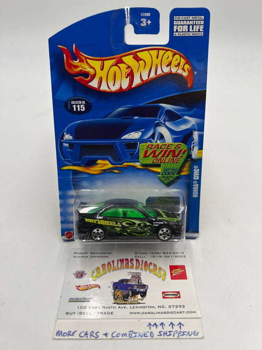 2001 Hot Wheels #115 Honda Civic Black 77B