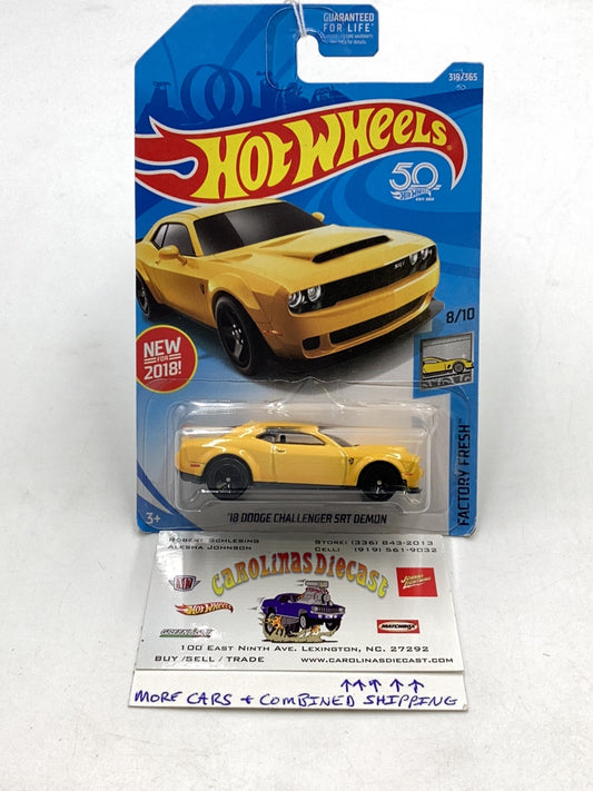 2018 Hot Wheels #319 18 Dodge Challenger SRT Demon 46H creased card