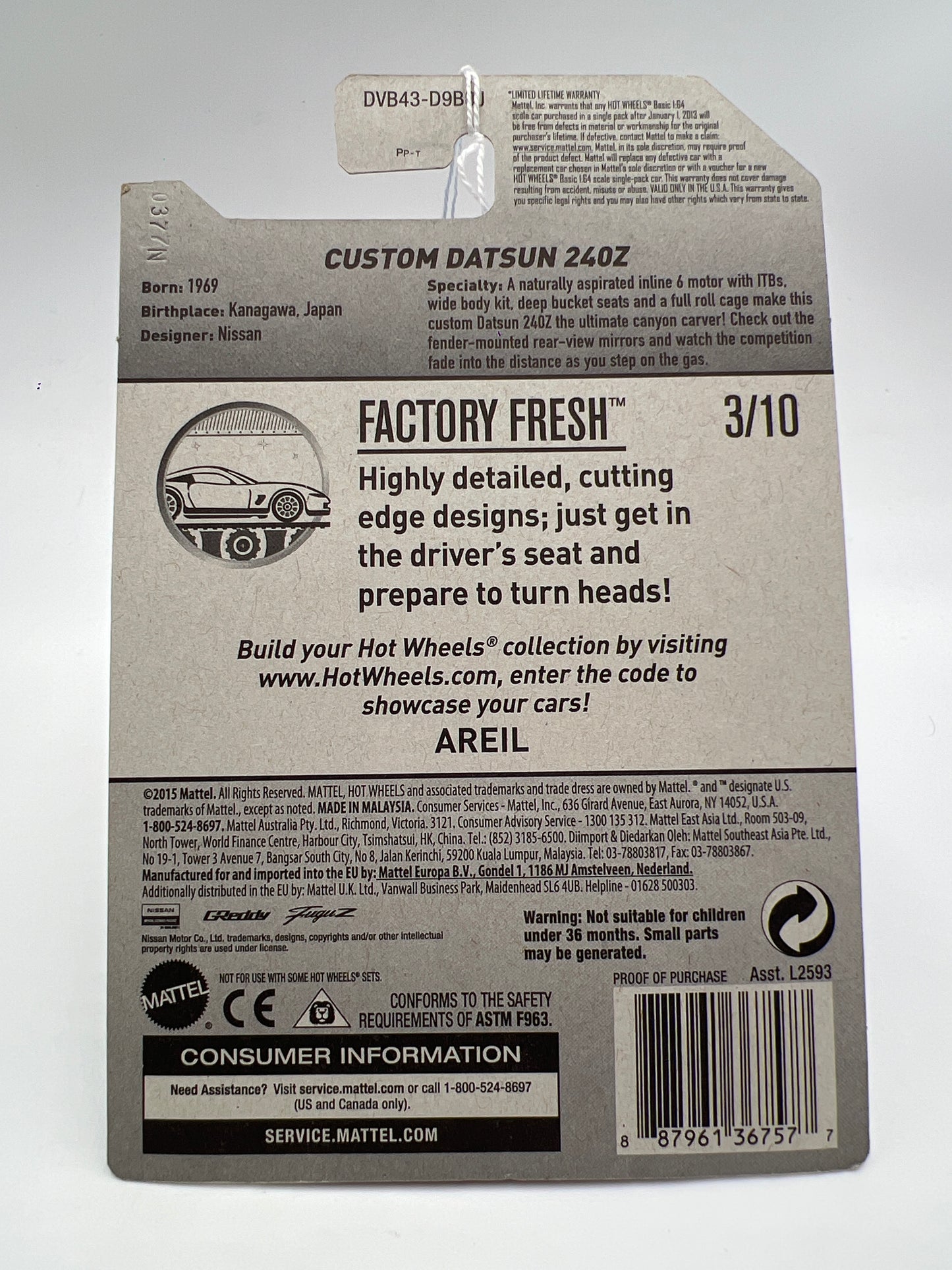 2017 Hot Wheels Factory Fresh #175 Custom Datsun 240Z Orange 87E