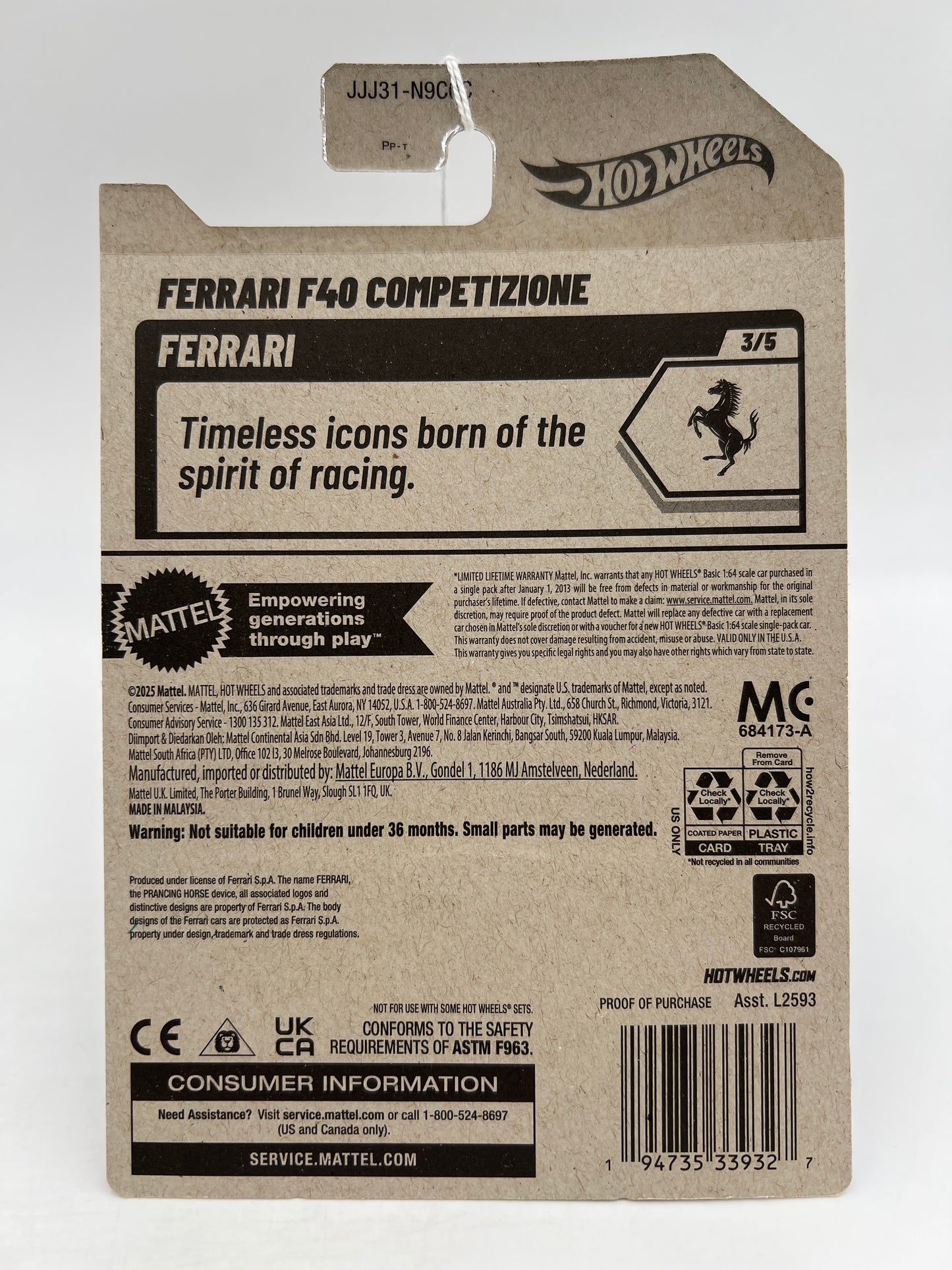 2026 Hot Wheels C Case Ferrari #63 Ferrari F40 Competizione Black