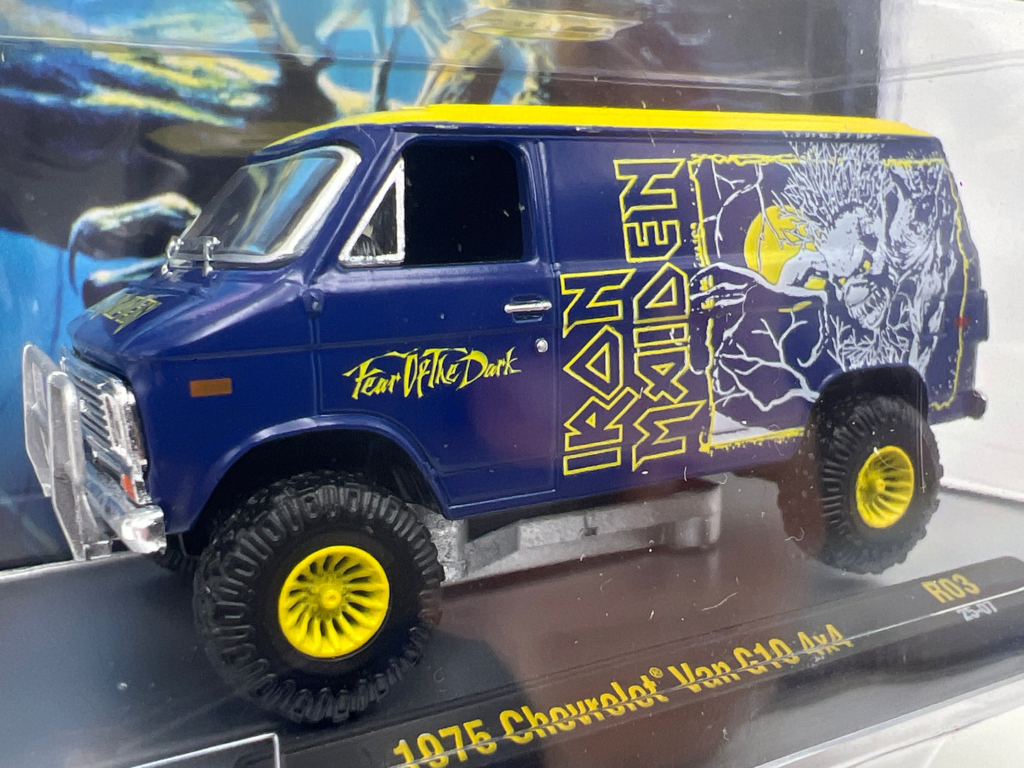 M2 Machines R03 Rock Legends Iron Maiden 1975 Chevrolet Van G10 4x4 Blue