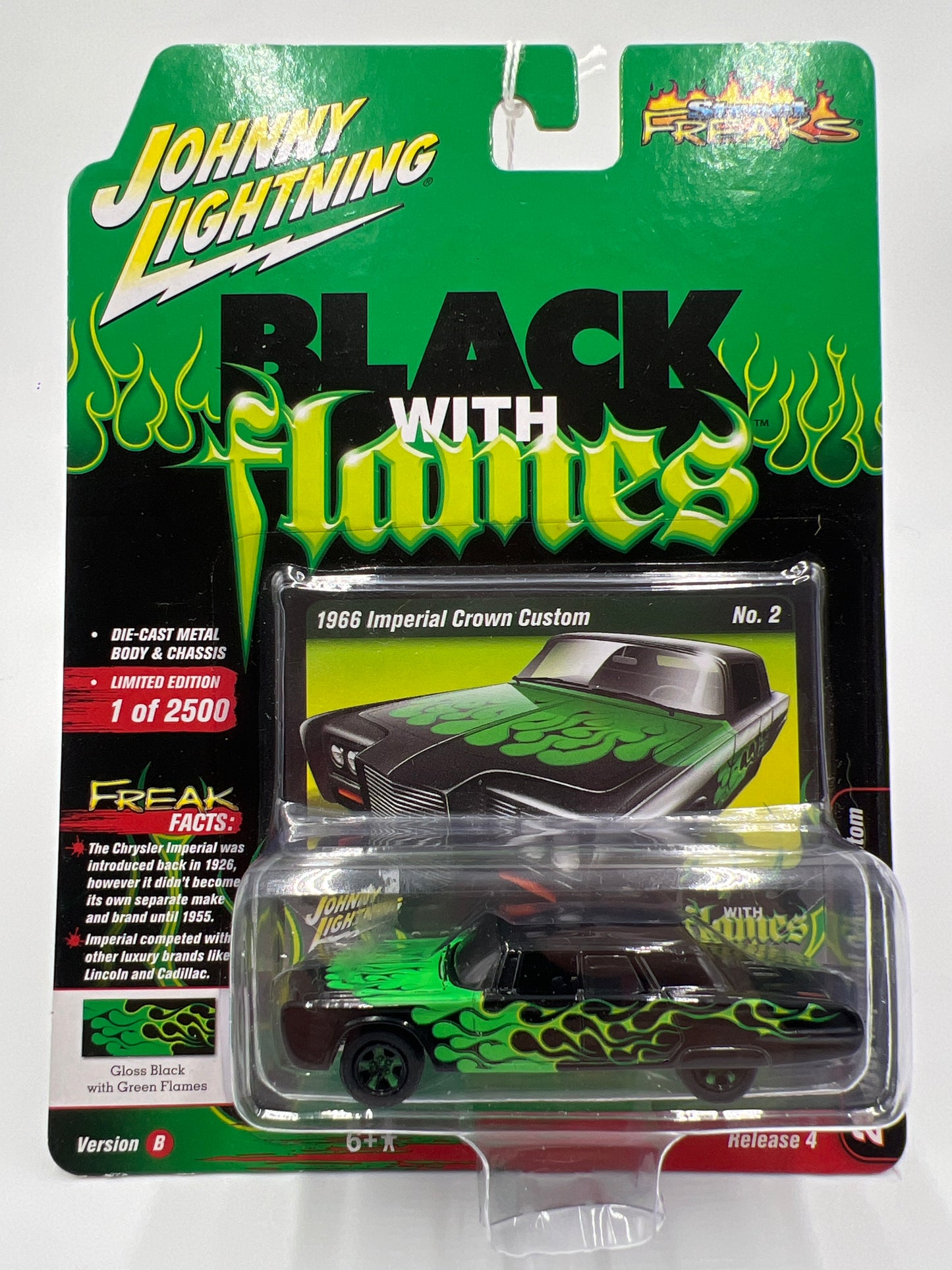 Johnny Lightning Street Freaks Black With Flames Release 4 Version B 1966 Imperial Crown Custom Black/Green 218E