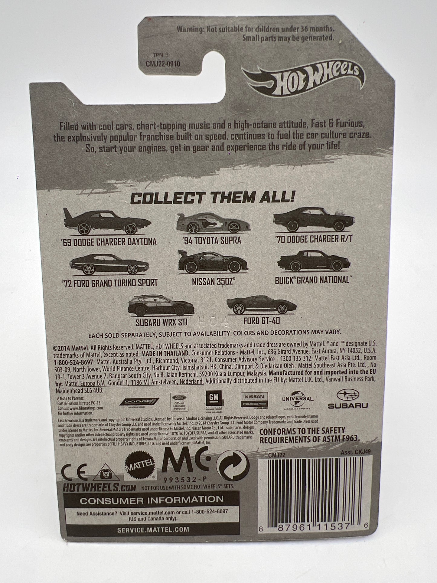 2015 Hot Wheels Fast & Furious #2 2Fast 2Furious 94 Toyota Supra Gold W/Protector