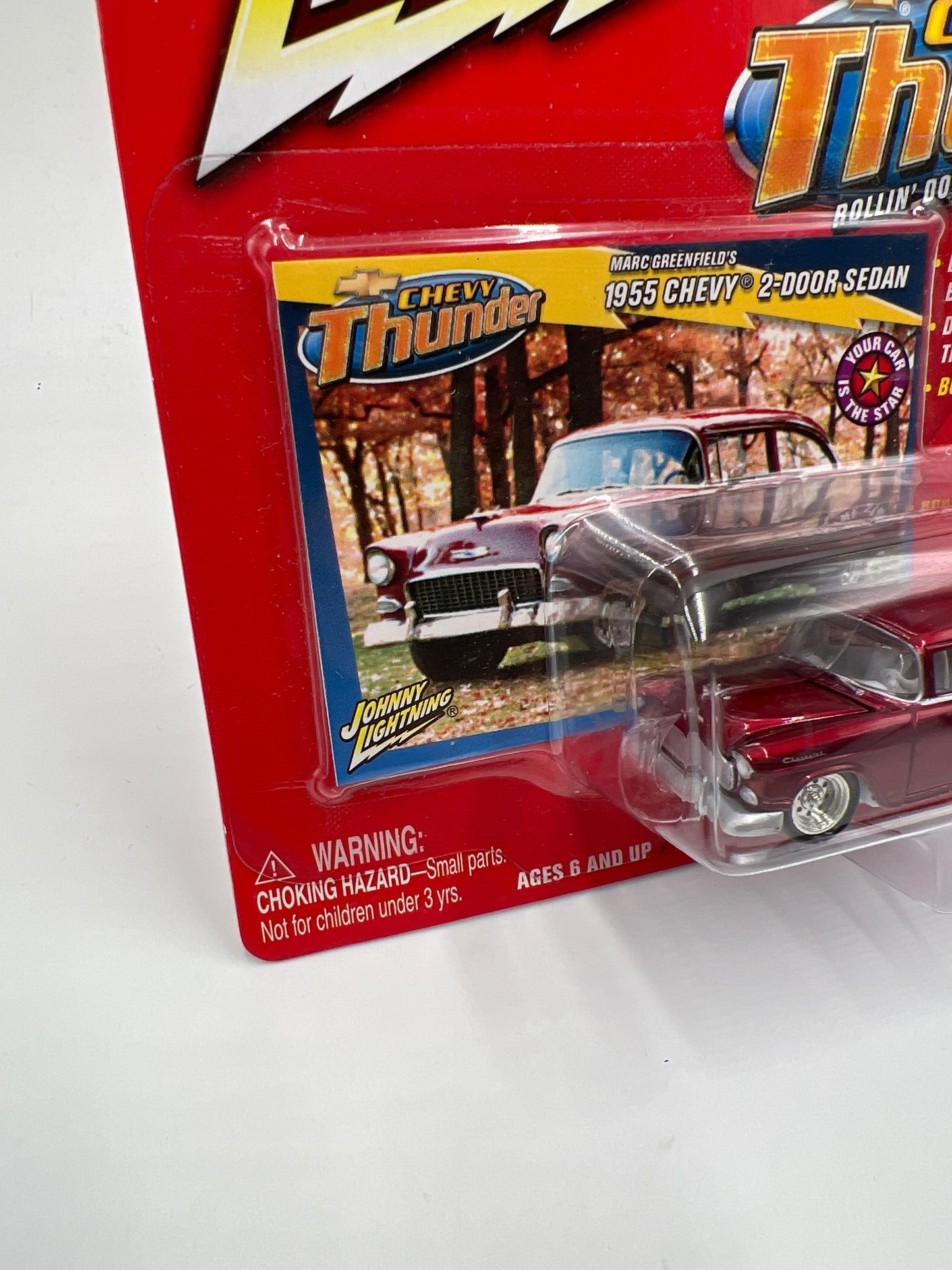 Johnny Lightning White Lightning Chase Chevy Thunder #6 1955 Chevy 2-Door Sedan Red