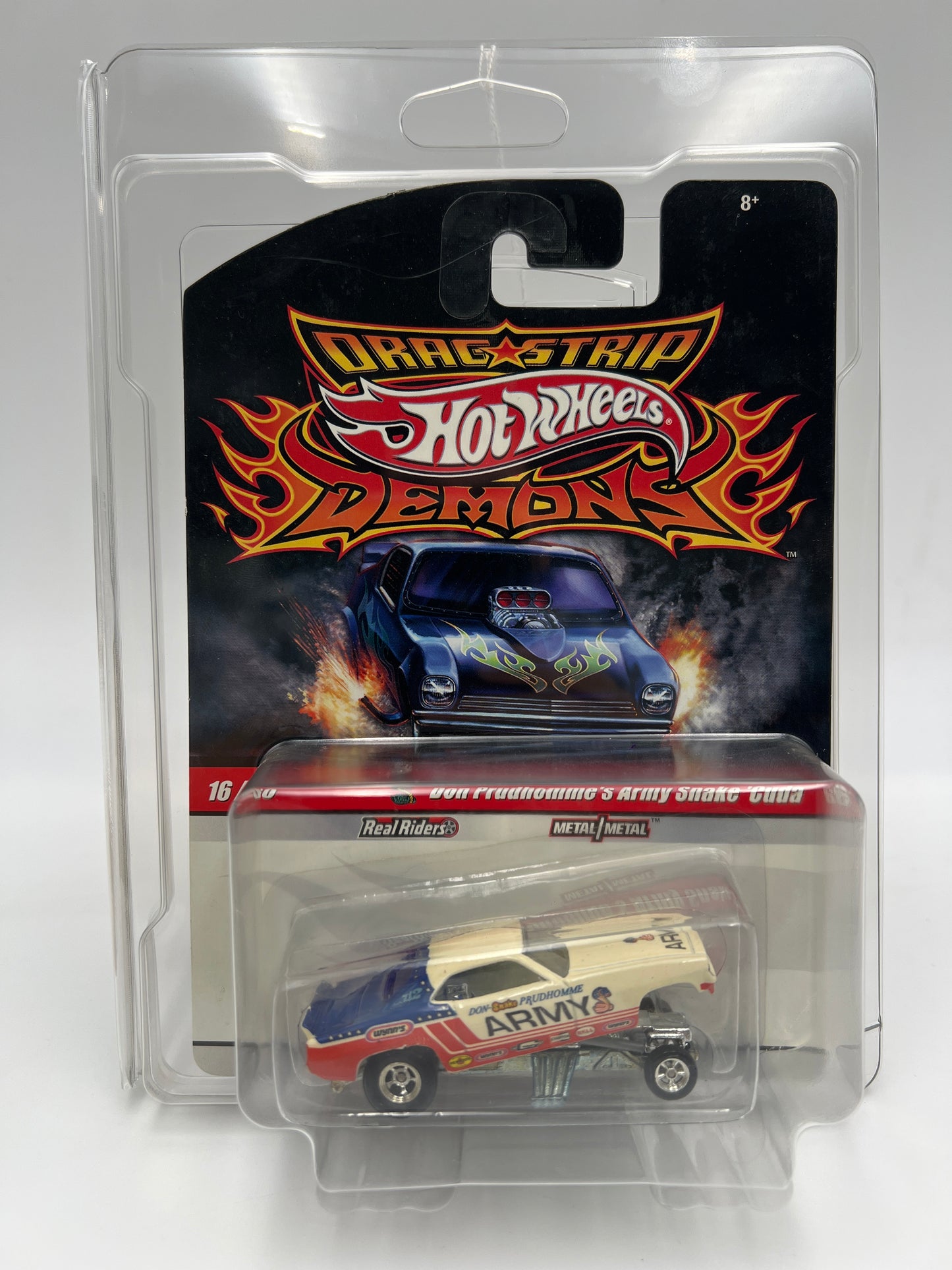 Hot Wheels Drag Strip Demons #16 Don Prudhommes Army Snake Cuda W/Protector