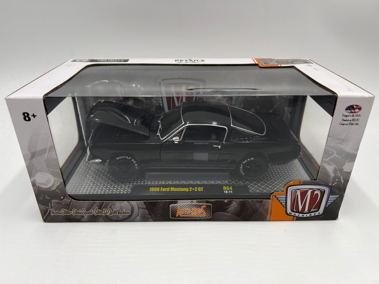 M2 Machines 1/24 Auto-Mods 1966 Ford Mustang 2+2 GT Black R64