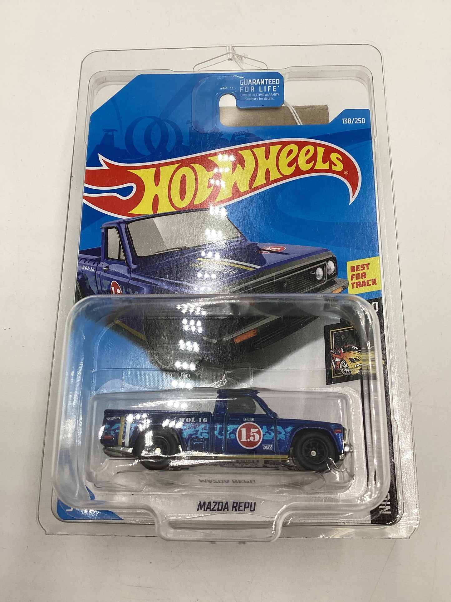 2019 Hot Wheels Super Treasure Hunt #138 Mazda Repu Blue W/ Protector Cracked Blister