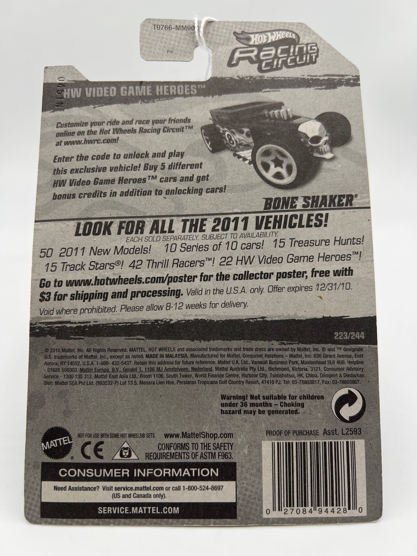 2011 Hot Wheels Video Game Heroes #223 Bone Shaker Black 56E