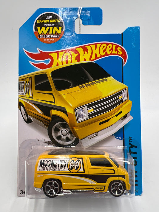 2015 Hot Wheels City #20 Custom 77 Dodge Van Yellow Mooneyes