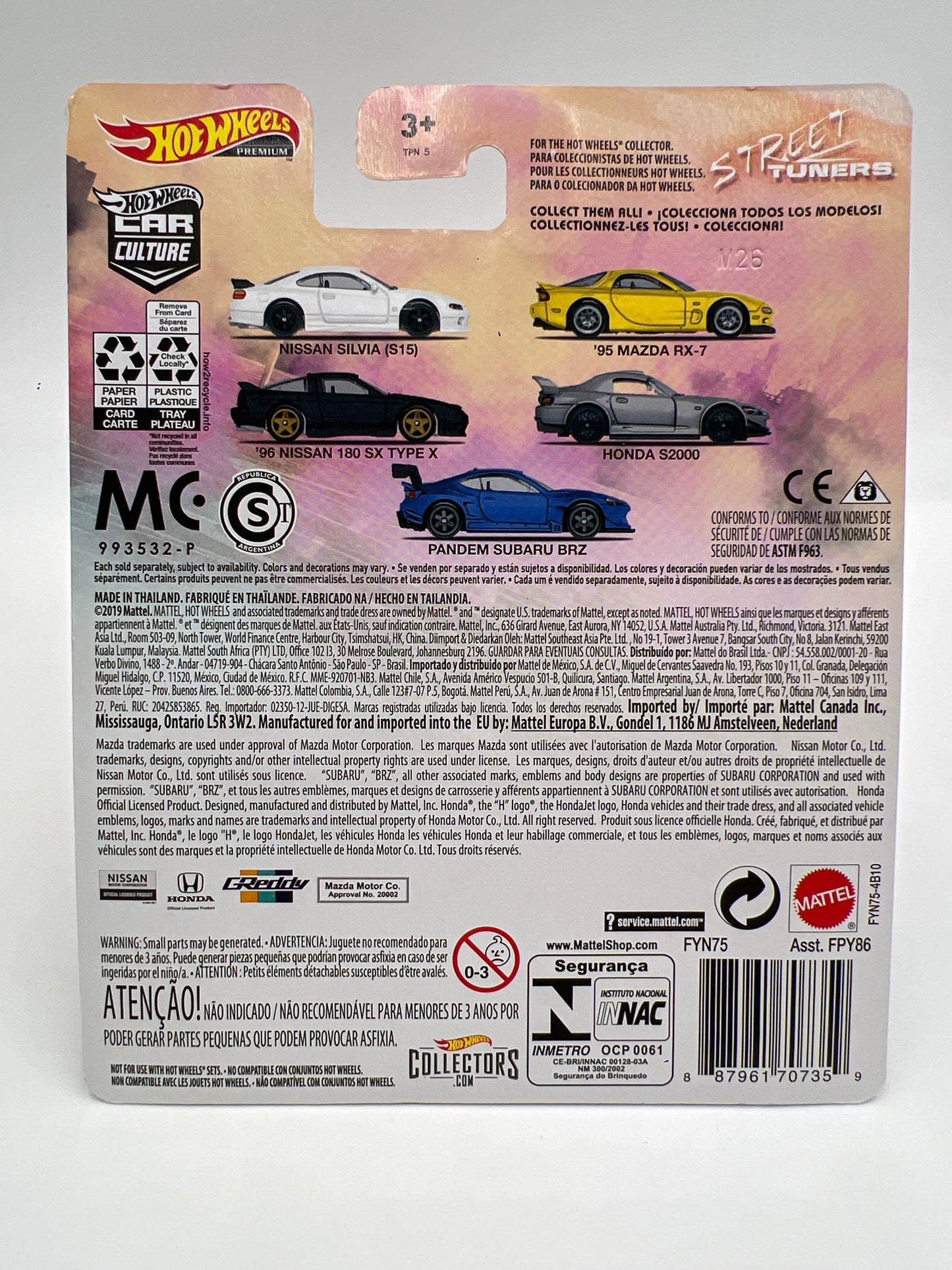 Hot Wheels Premium Street Tuners #2 95 Mazda RX-7 Yellow W/Protector