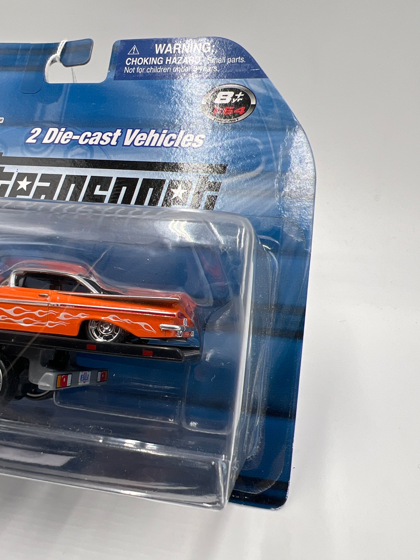 Maisto 1/64 All Stars Elite Transport Police Flatbed & 1959 Chevrolet Impala Orange Loose Blister