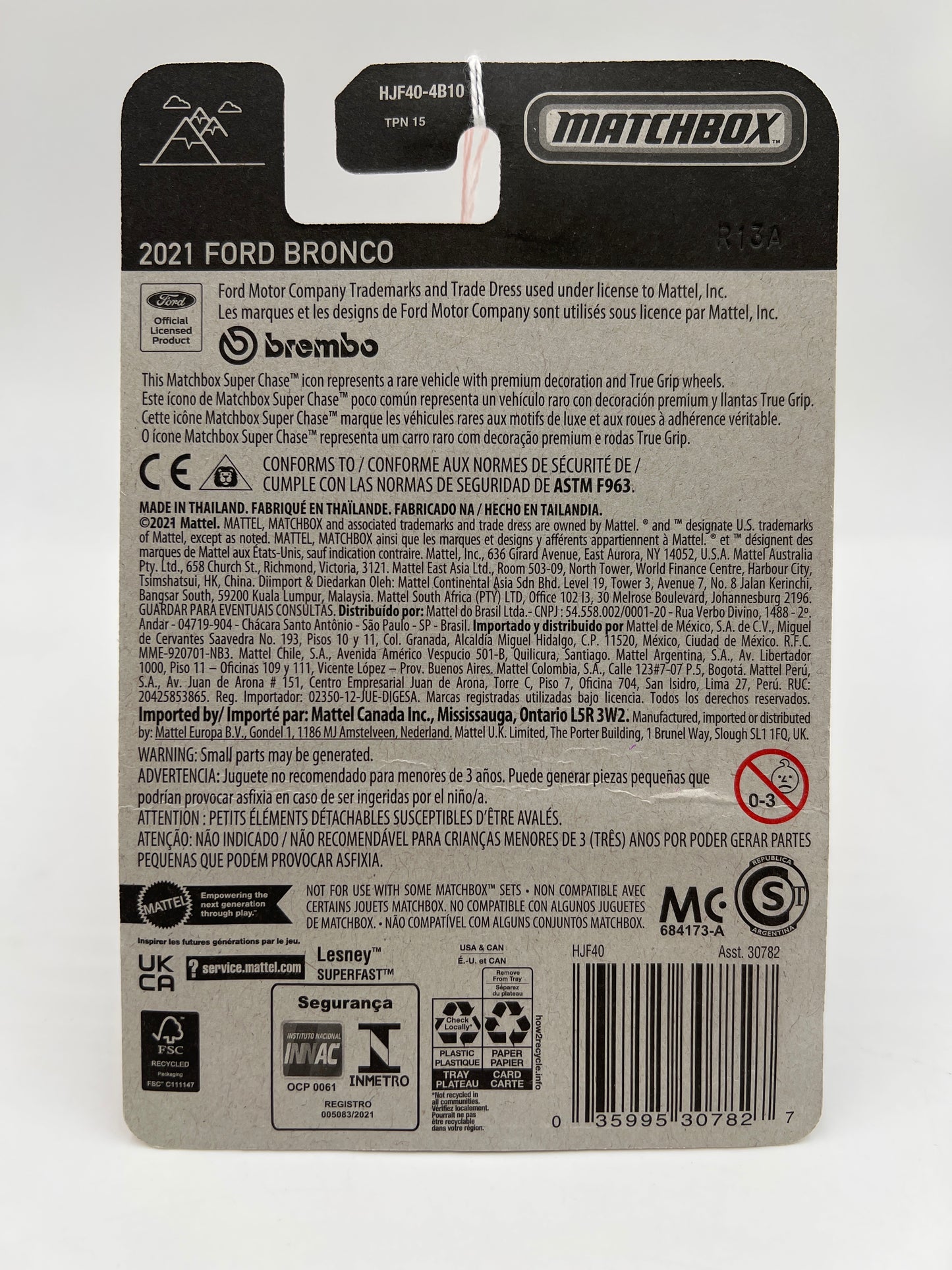 Matchbox Super Chase 2021 Ford Bronco White