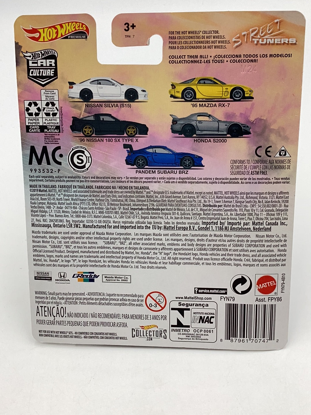 Hot Wheels car culture Street Tuners 1/5 Nissan Silvia S15 W/ protector