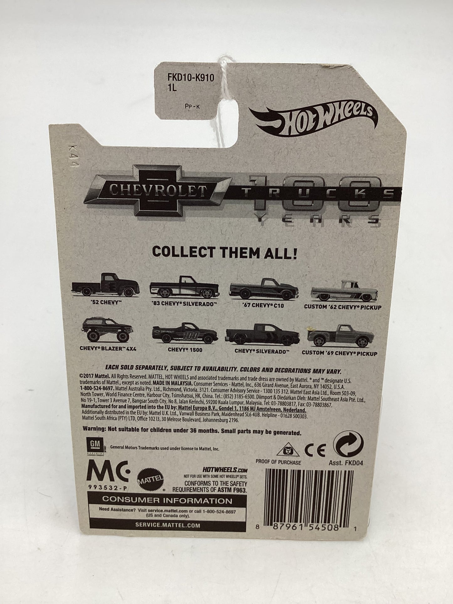 Hot Wheels Walmart 100 Years Chevy #5 Chevy Blazer 4x4 Green 160A