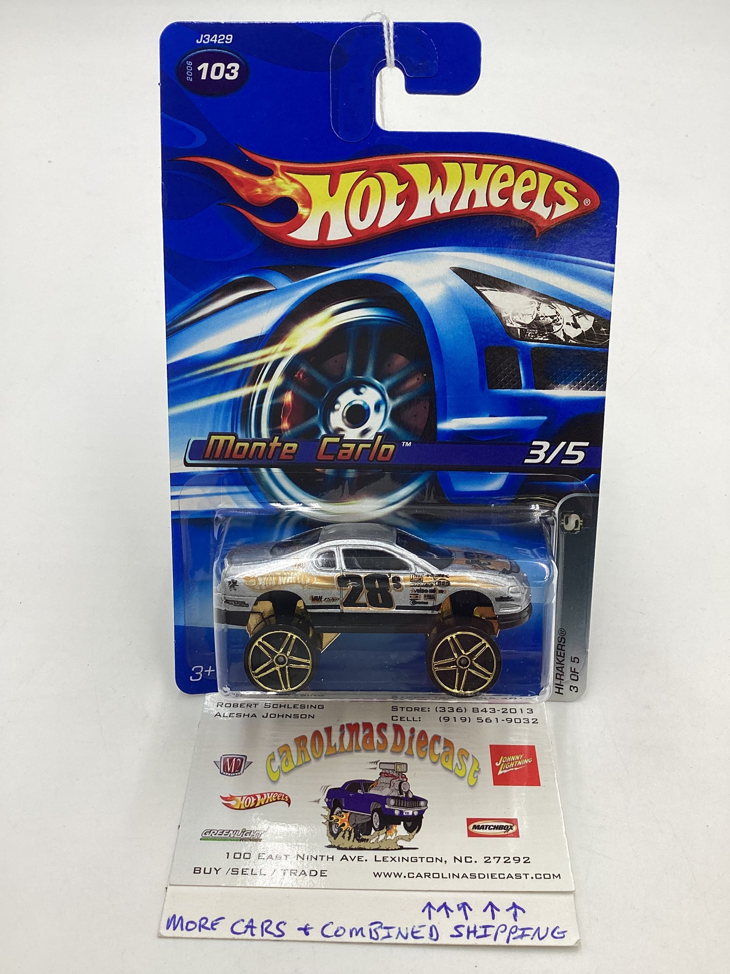 2006 Hot Wheels #103 Hi Rakers Monte Carlo Silver 18E