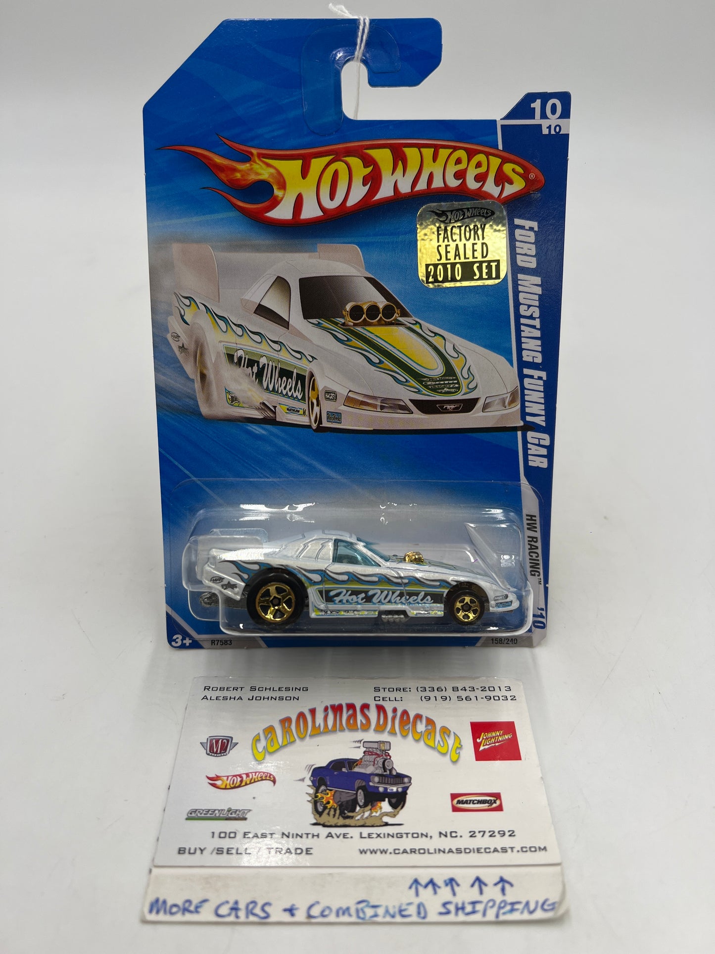 2010 Hot Wheels Racing #158 Ford Mustang Funny Car White Factory Sealed 22H