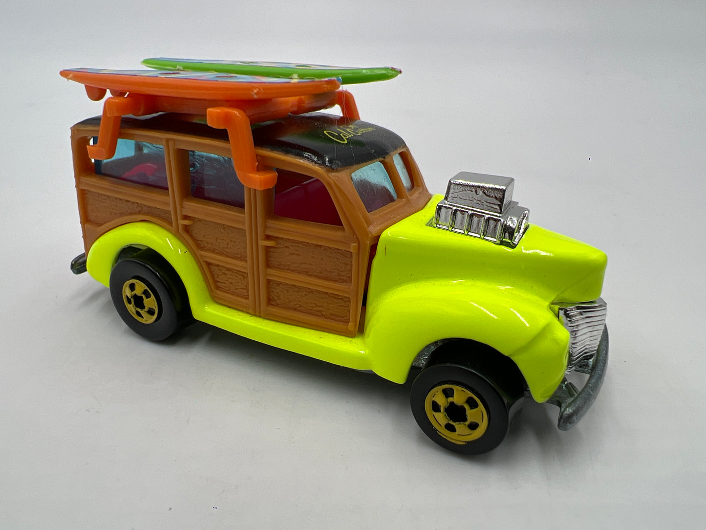 Hot Wheels Cal Customs 40s Ford Woodie W/Surf Rack Neon Loose