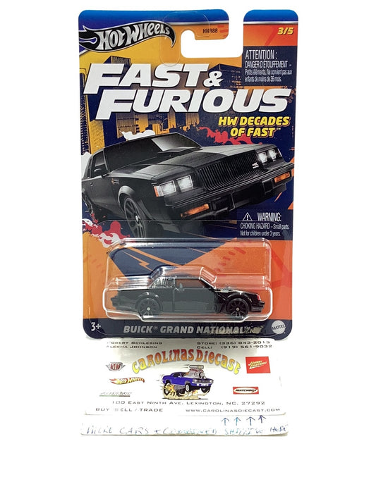 Hot Wheels Fast and Furious Buick Grand National HW Decades of Fast 3/5 157D