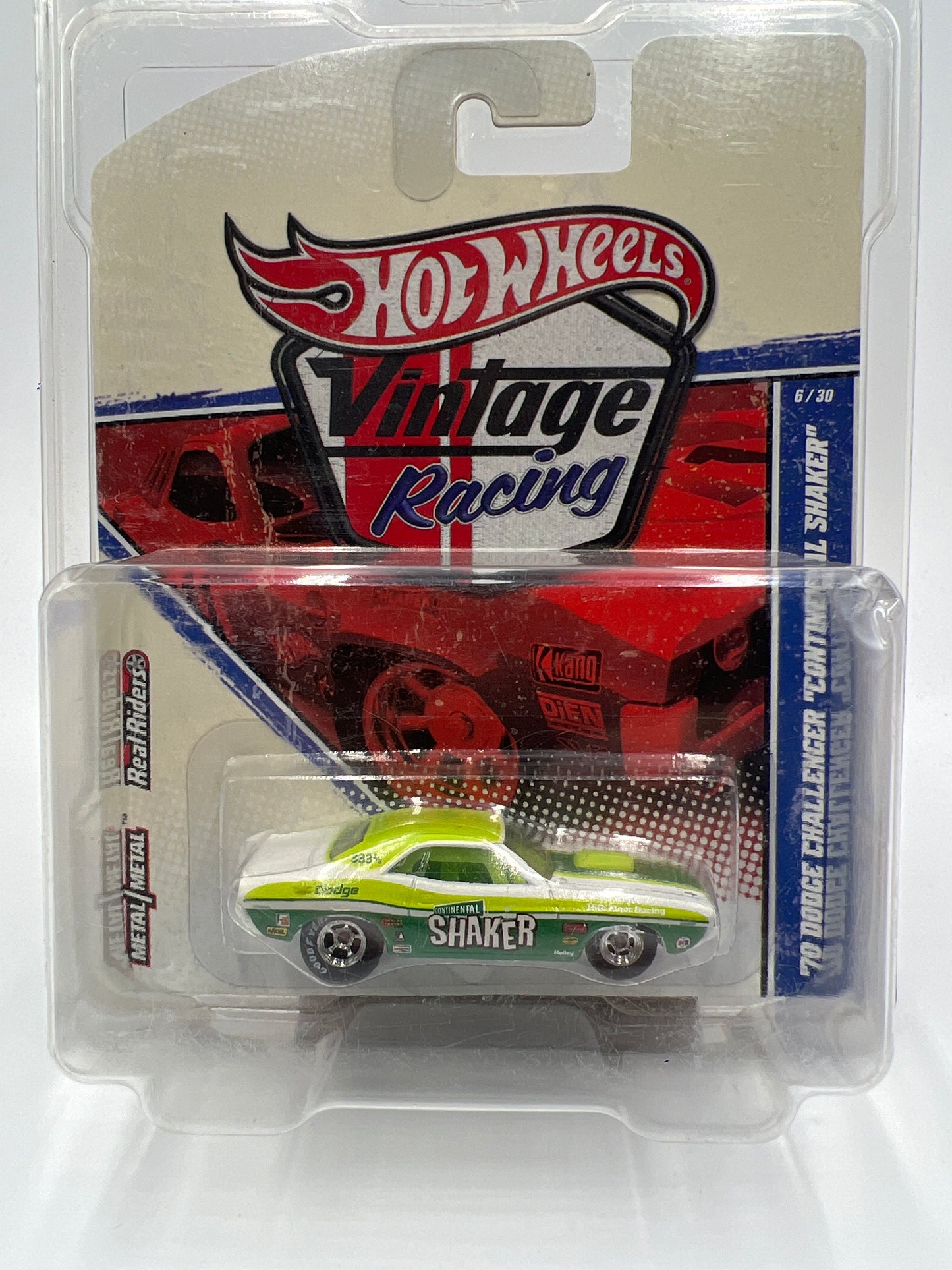 Hot Wheels Premium Vintage Racing #6 70 Dodge Challenger Continental Shaker Green W/Protector