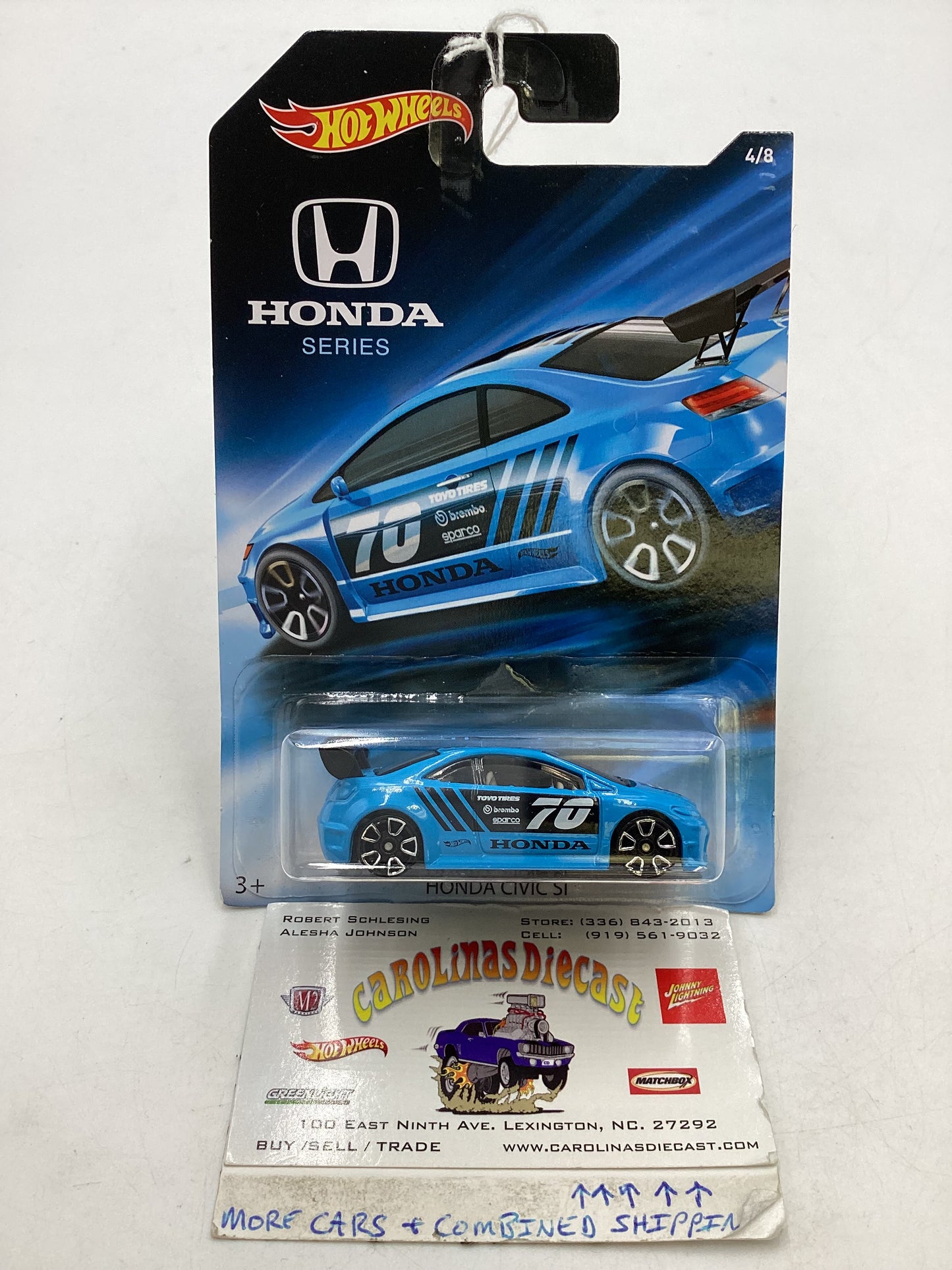 2018 Hot Wheels Honda Series #4 Honda Civic SI Blue 156A