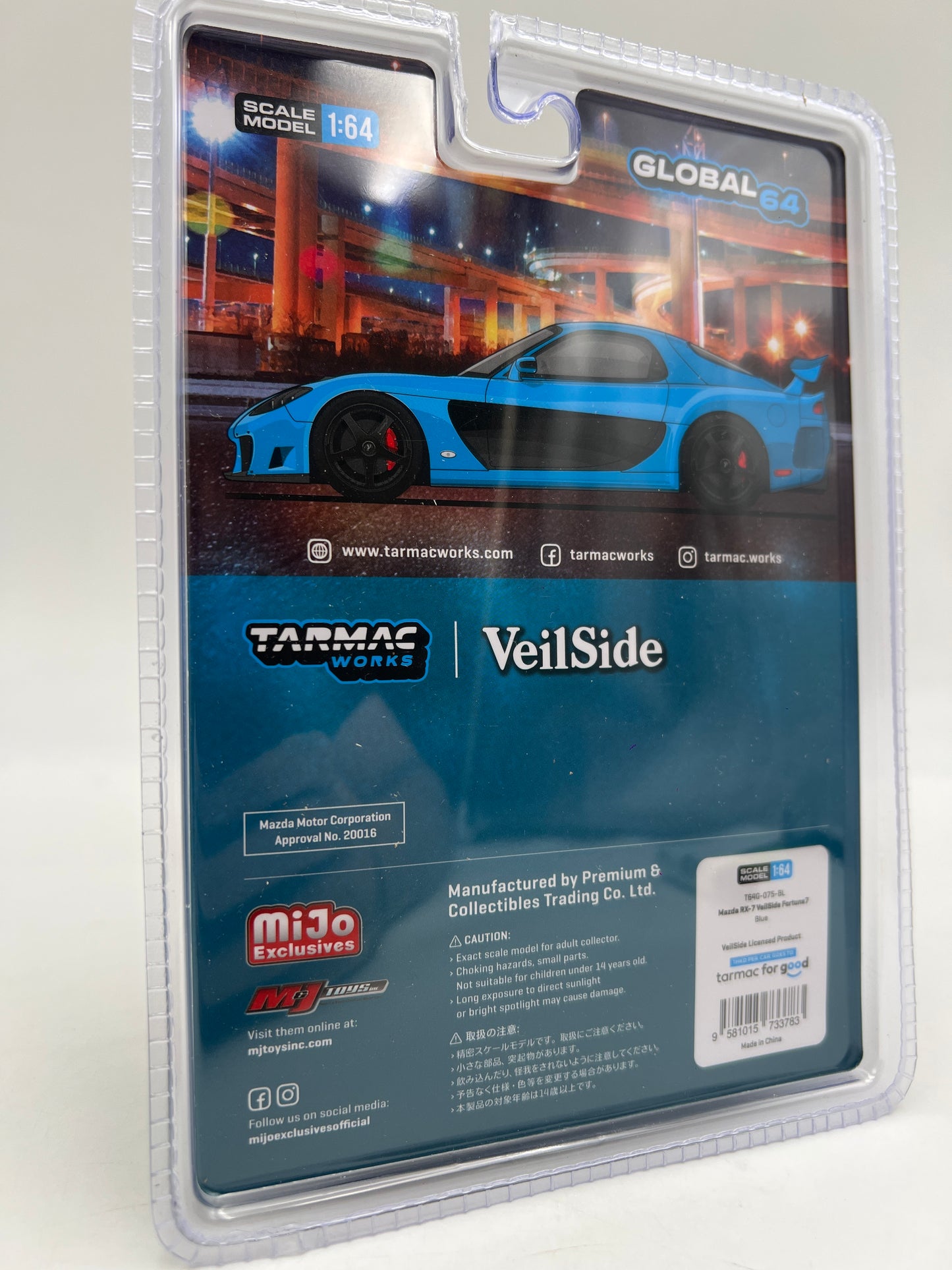 Tarmac Works Mijo Exclusives #75 Mazda RX-7 VeilSide Fortune7 Light Blue