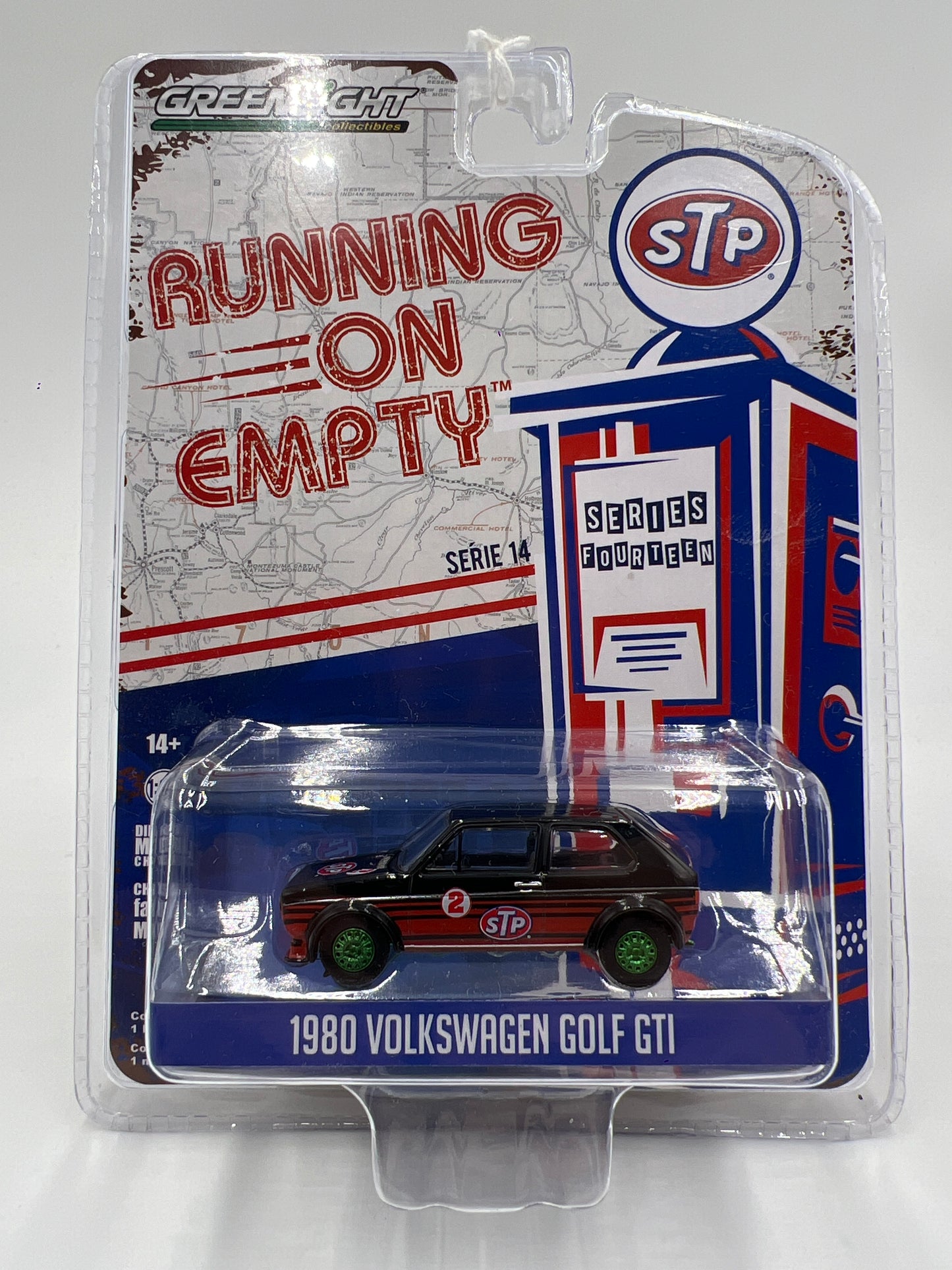 Greenlight Running On Empty Series 14 STP CHASE 1980 Volkswagen Golf GTI Black/Red