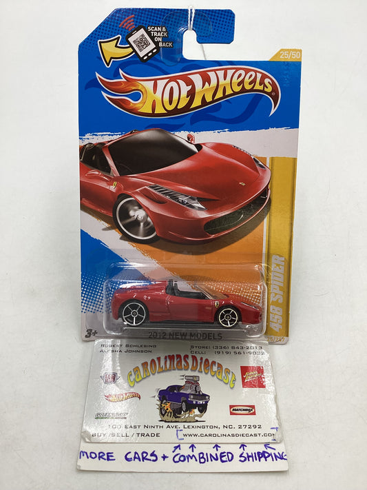 2012 Hot Wheels #025 Red Ferrari 458 Spider