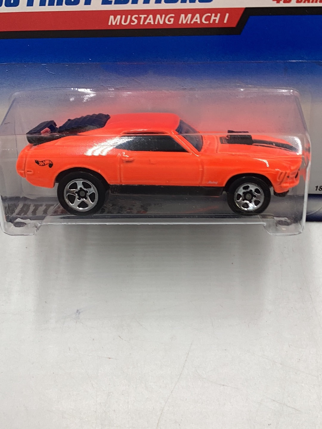 1998 First Edition Hot Wheels #670 Mustang Mach 1 Neon Orange with protector