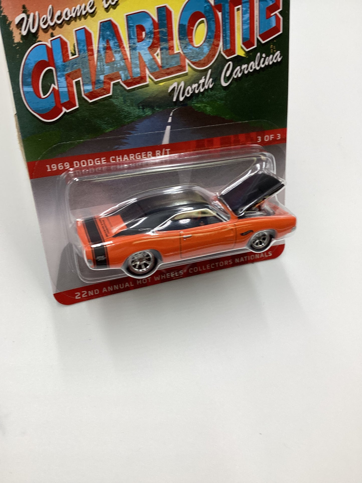 2022 Hot wheels 22nd Annual Collectors Nationals Charlotte 1969 Dodge Charger R/T Orange 2777/4000 with protector