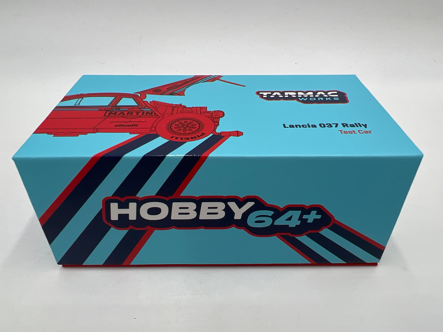 Tarmac Works x Hobby64+ Lancia 037 Rally Test Car Martini Special Edition