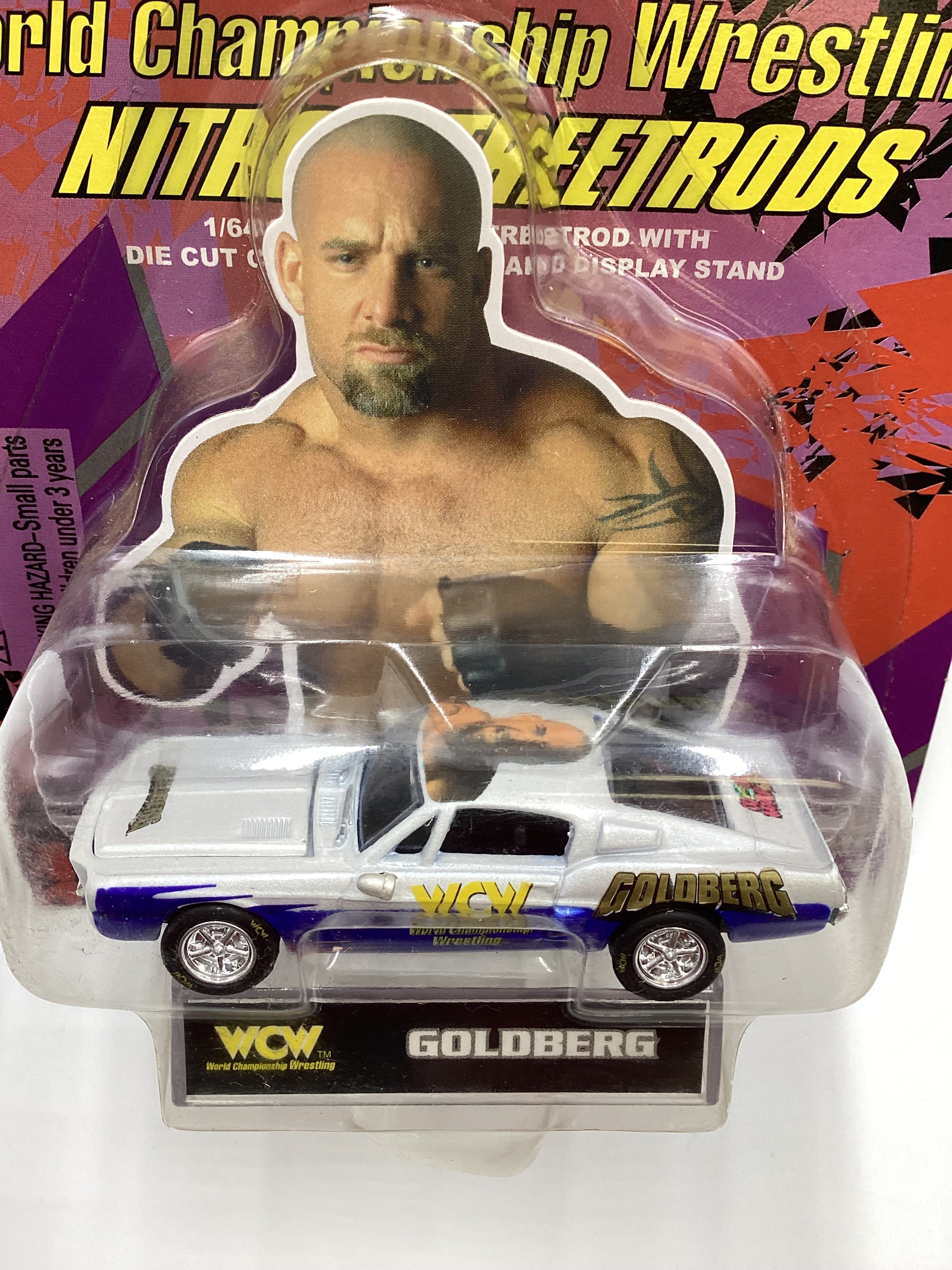 Racing Champions WCW Nitro Streetrods Goldberg Mustang White/Blue