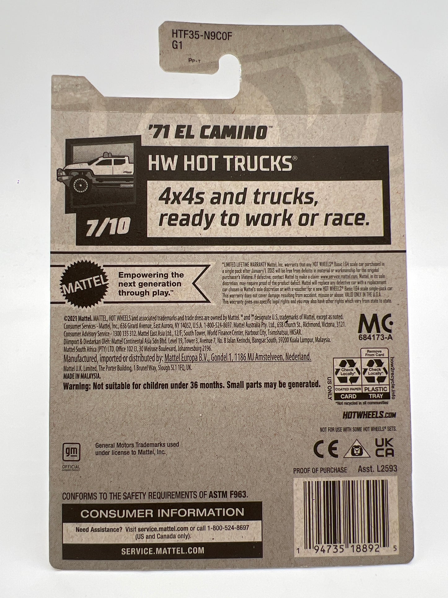 2024 Hot Wheels F Case Super Treasure Hunt #132 72 El Camino Purple W/Protector