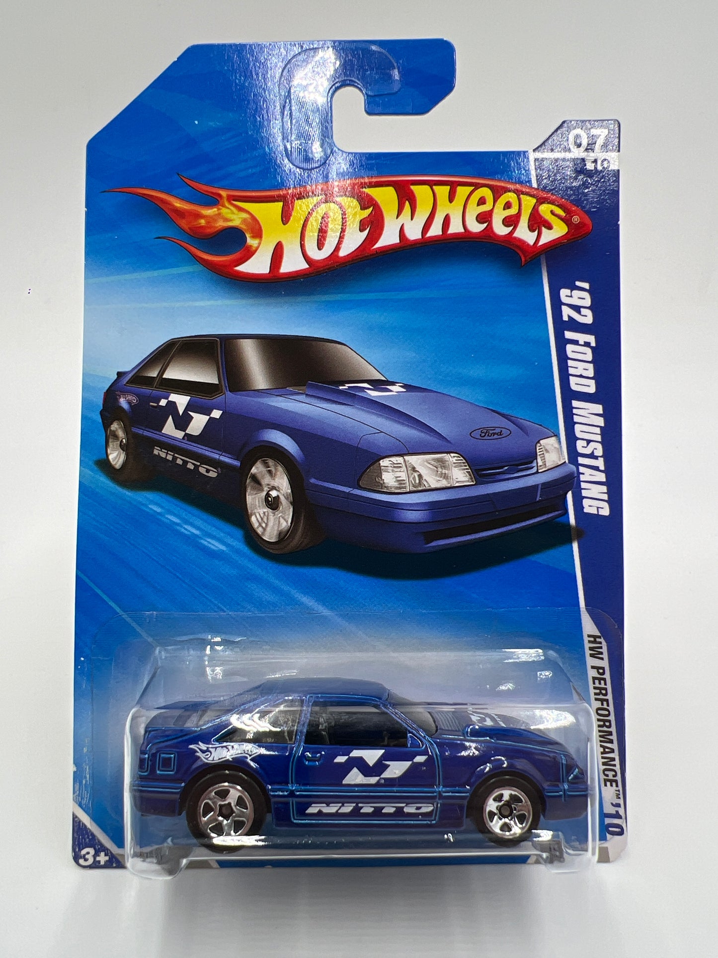 2010 Hot Wheels Performance #105 Kmart Exclusive 92 Ford Mustang Blue W/Protector SR