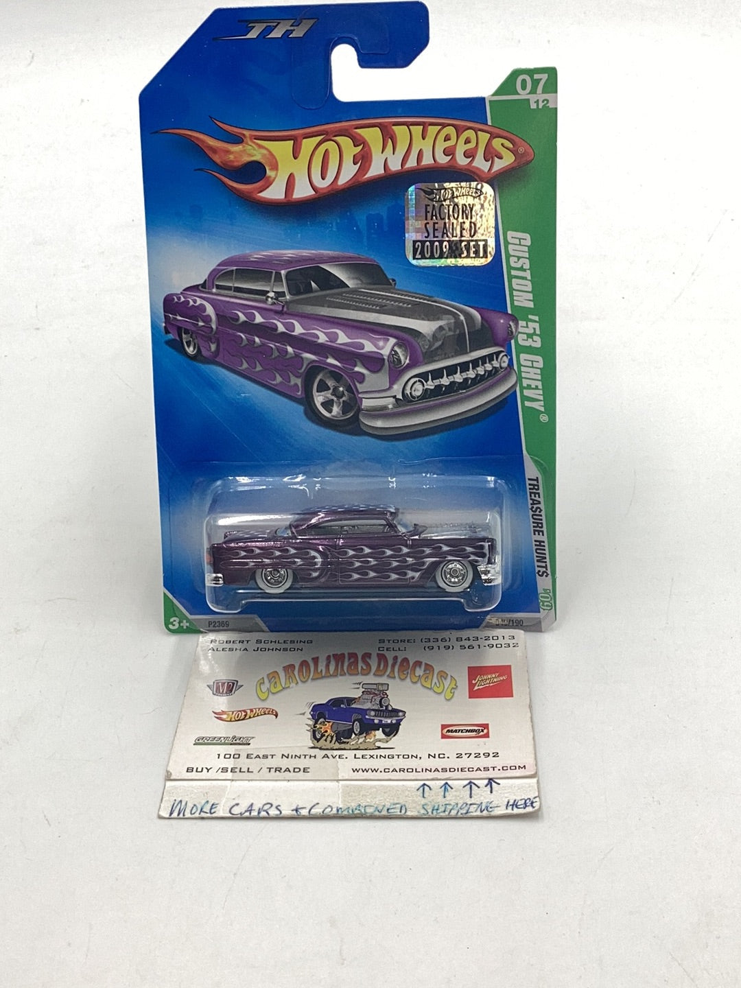 2009 hot wheels super treasure hunt #49 Custom 53 Chevy factory sealed sticker W/Protector