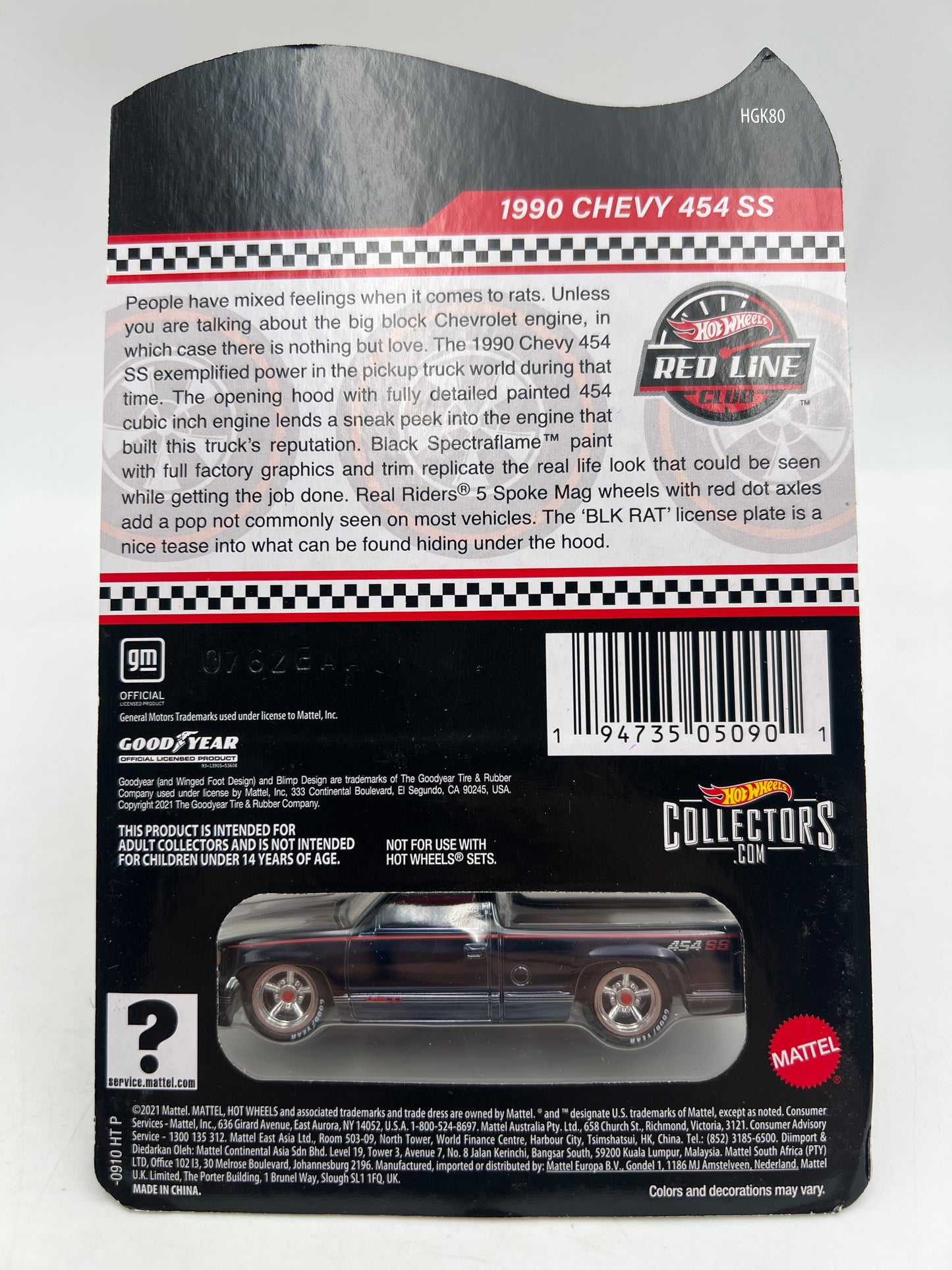 2022 Hot Wheels RLC 1990 Chevy 454 SS Black W/Protector