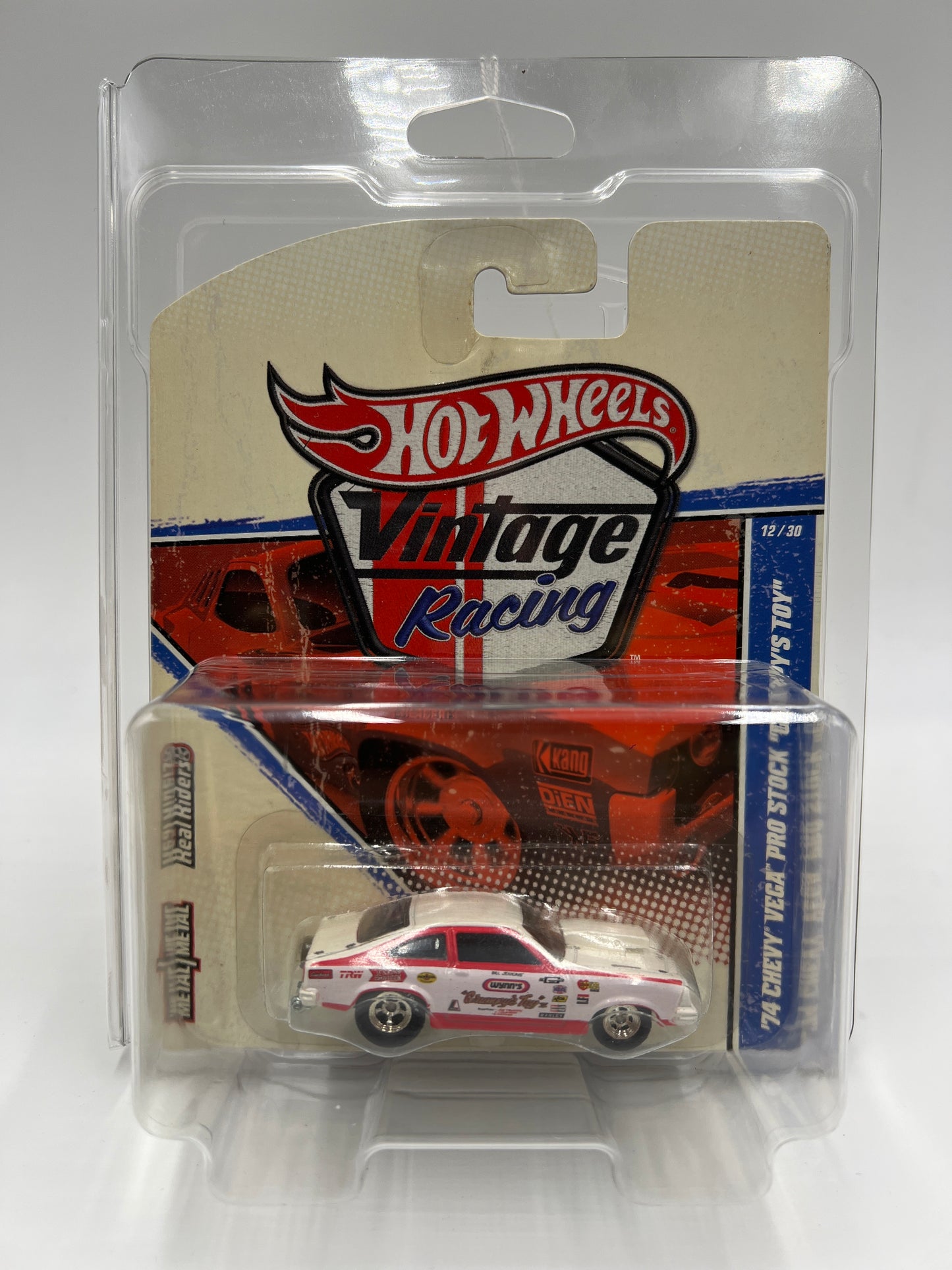 Hot Wheels Vintage Racing #12 74 Chevy Vega Pro Stock Grumpys Toy Red/White W/Protector
