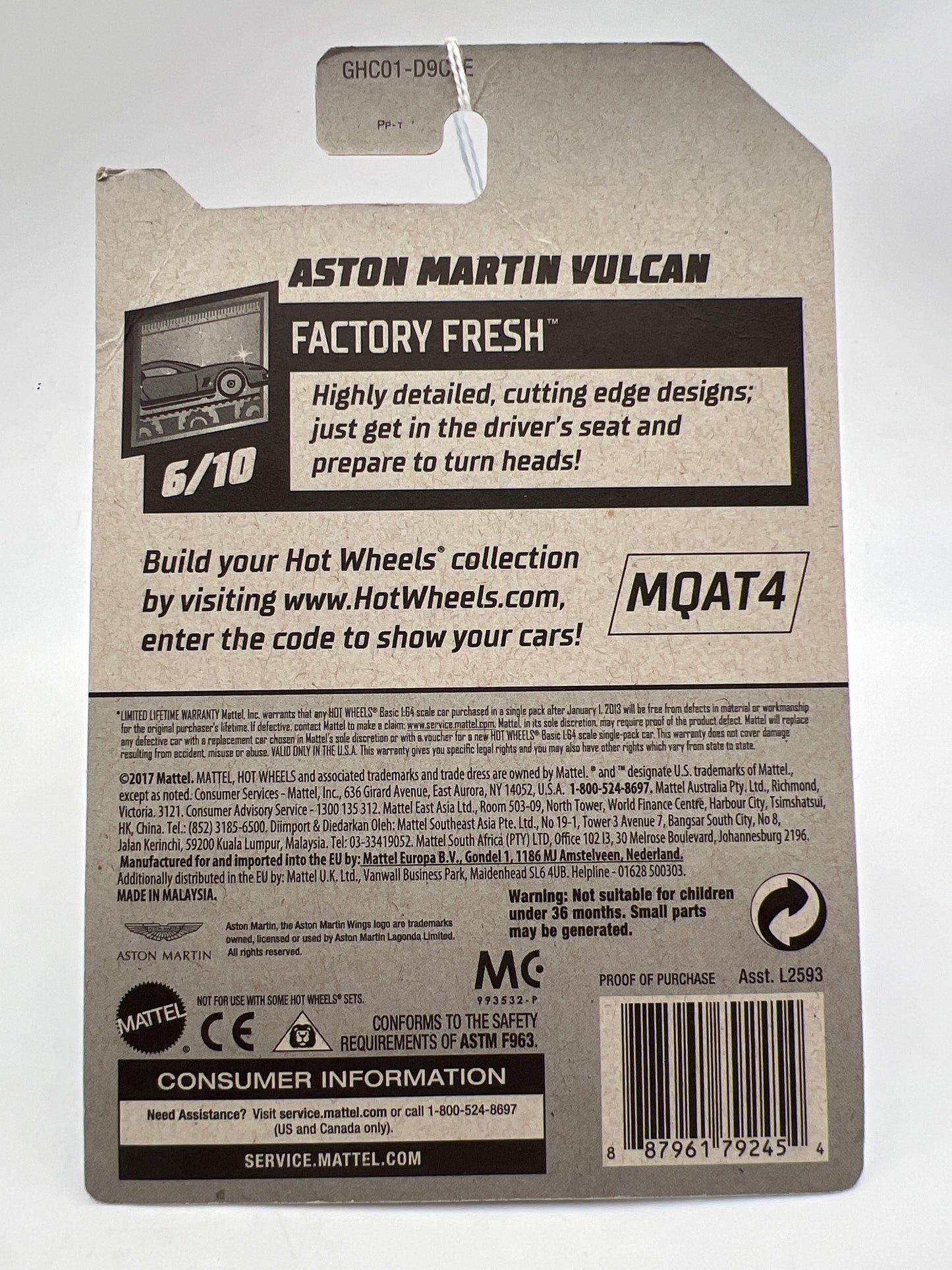 2020 Hot Wheels Factory Fresh #88 Aston Martin Vulcan White 106C