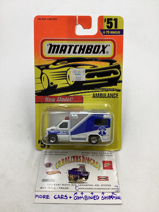 Matchbox #51 Ambulance *Cracked Blister 206B